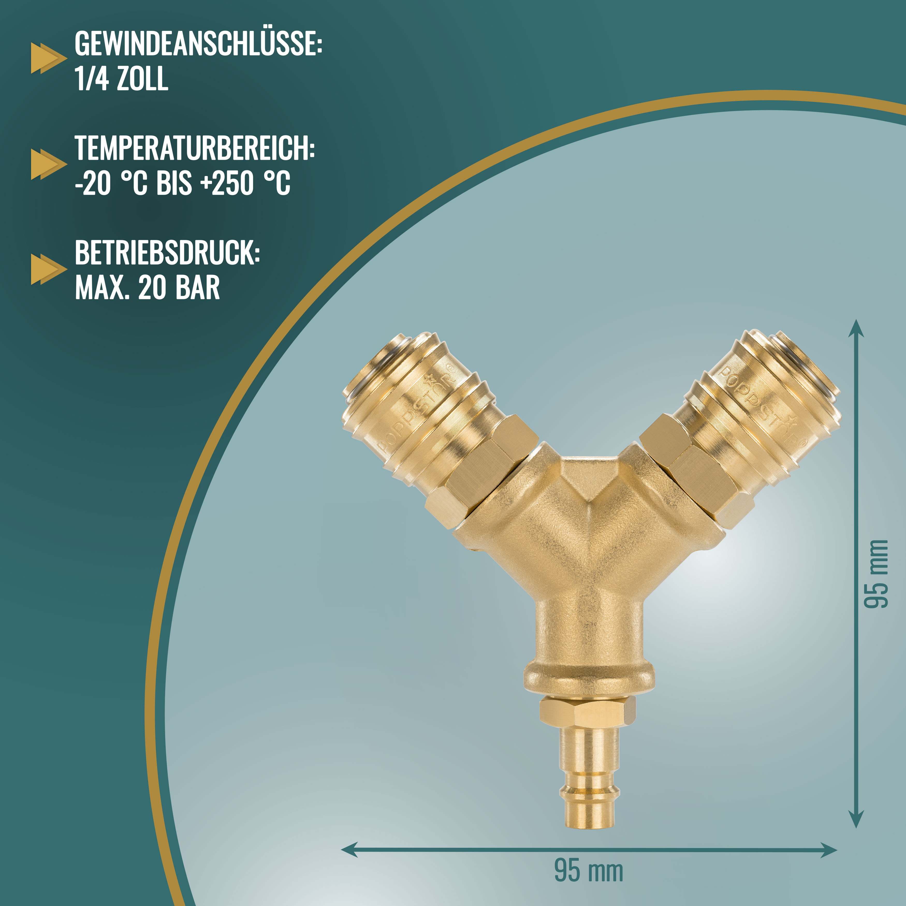 Druckluftverteiler 2-fach mit Schnellkupplungen 1/4" (NW 7.2)