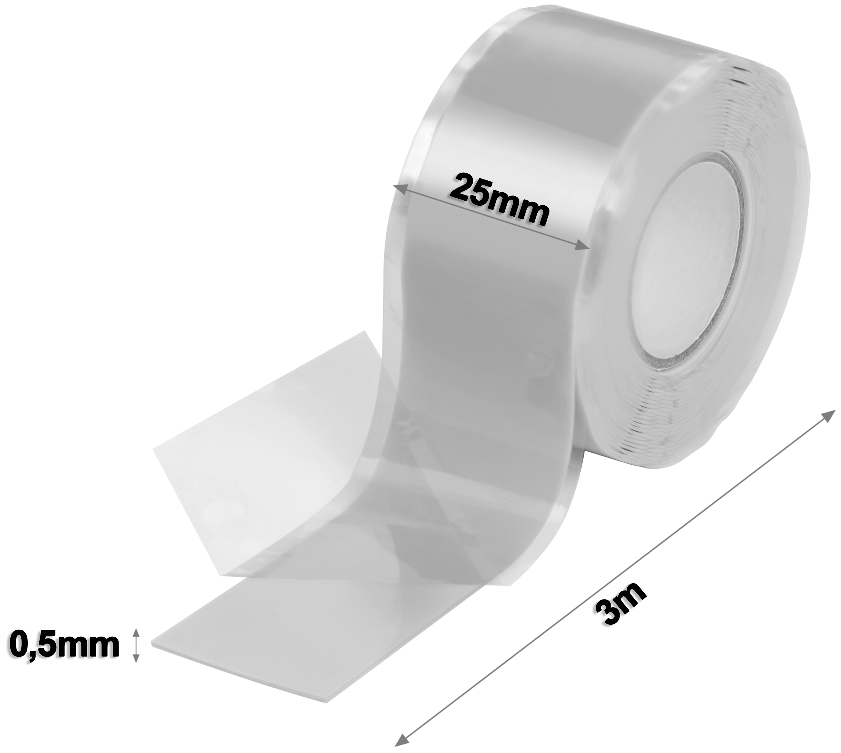 Poppstar selbstverschweißendes Silikonband grau 3m x 25mm