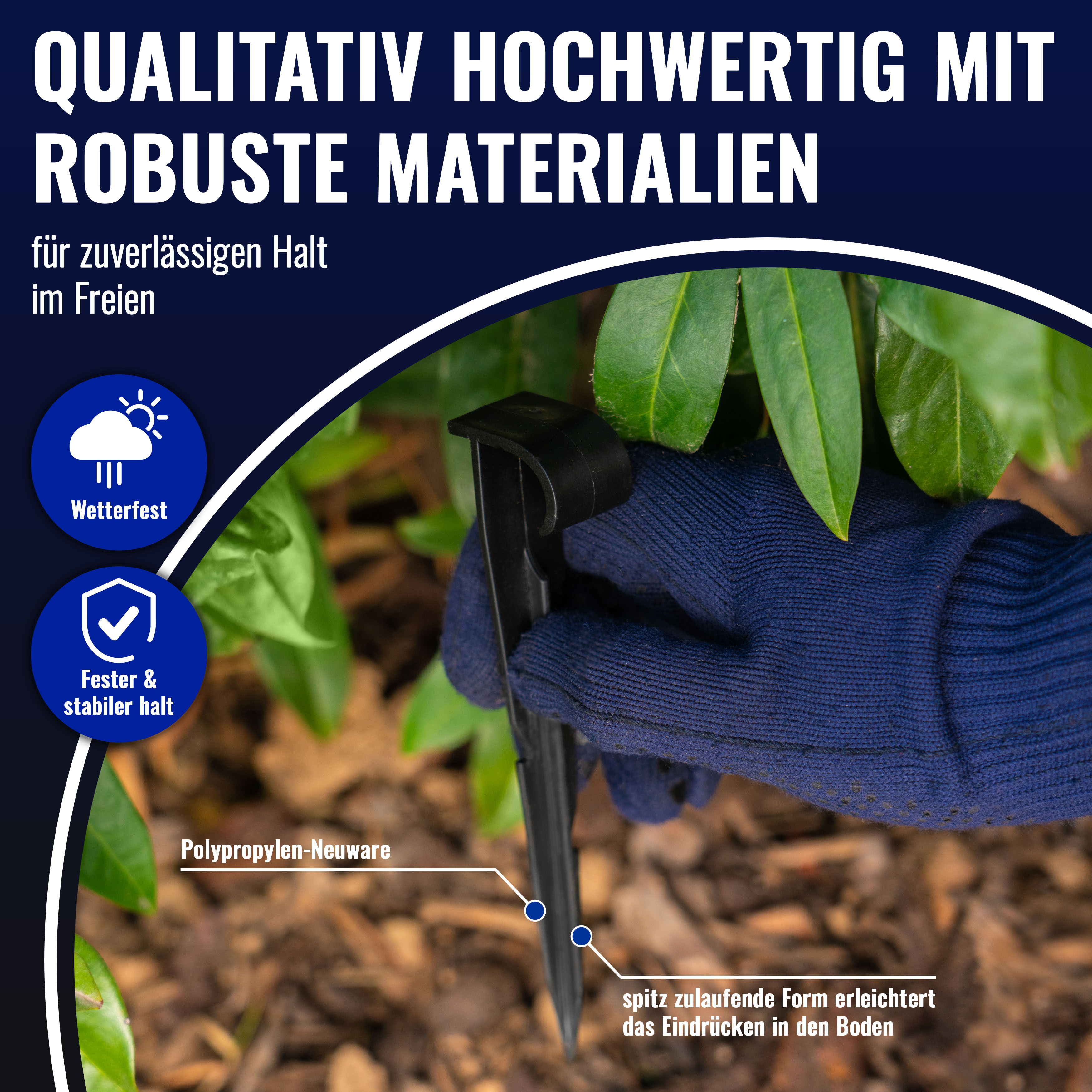 Erdspieße für Schläuche Ø 16-20mm (100 Stück), schwarz
