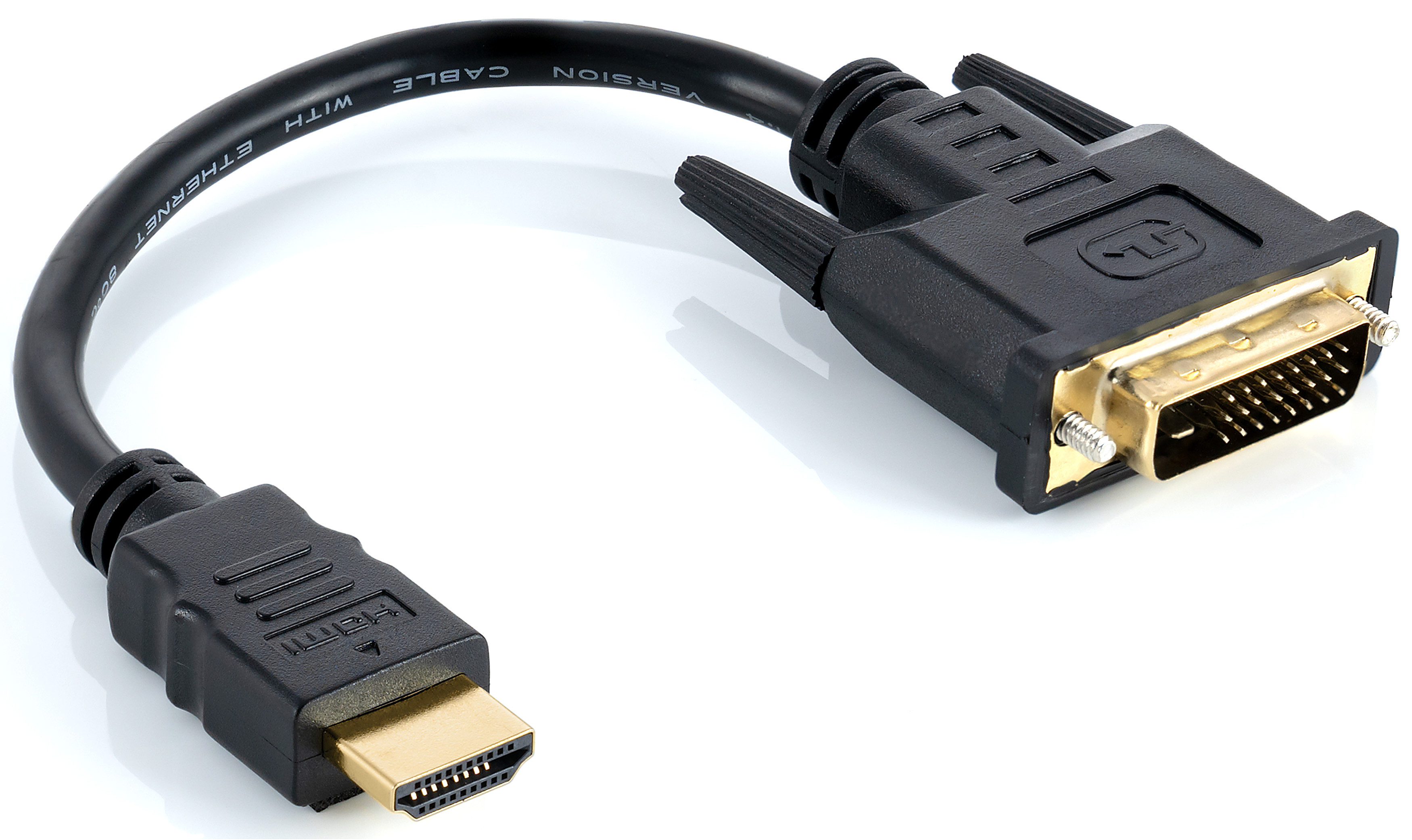 HDMI auf DVI Stecker vergoldet, 19 auf 24+1 Pin, 12cm Kabel