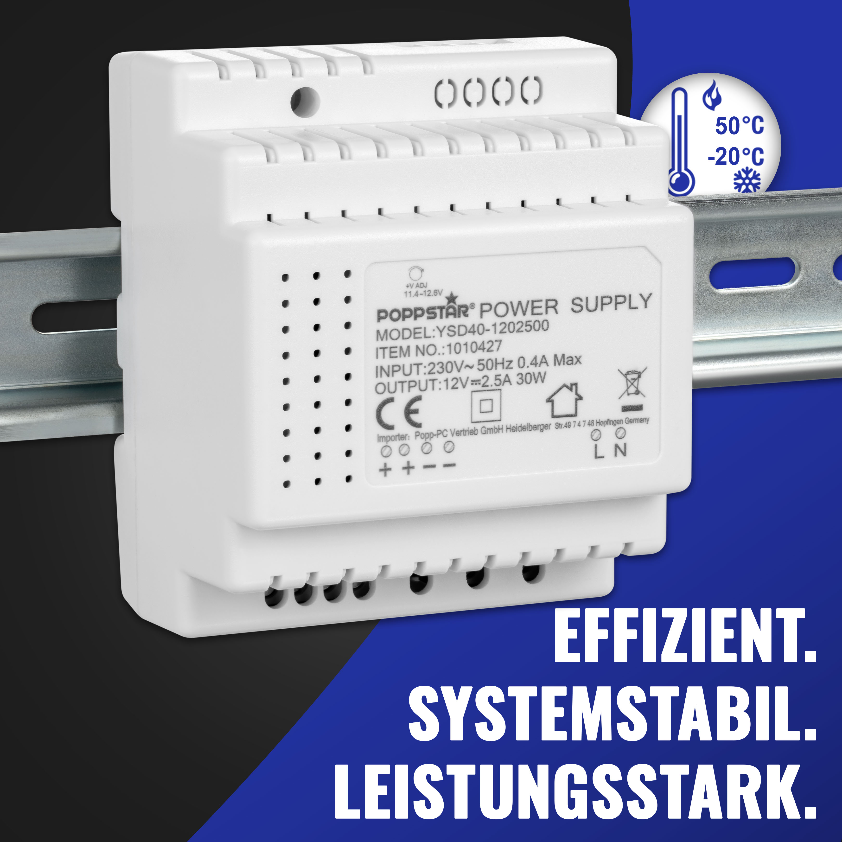 Netzteil für Hutschiene 12V DC 2,5A 30W (Input 100-240V AC)