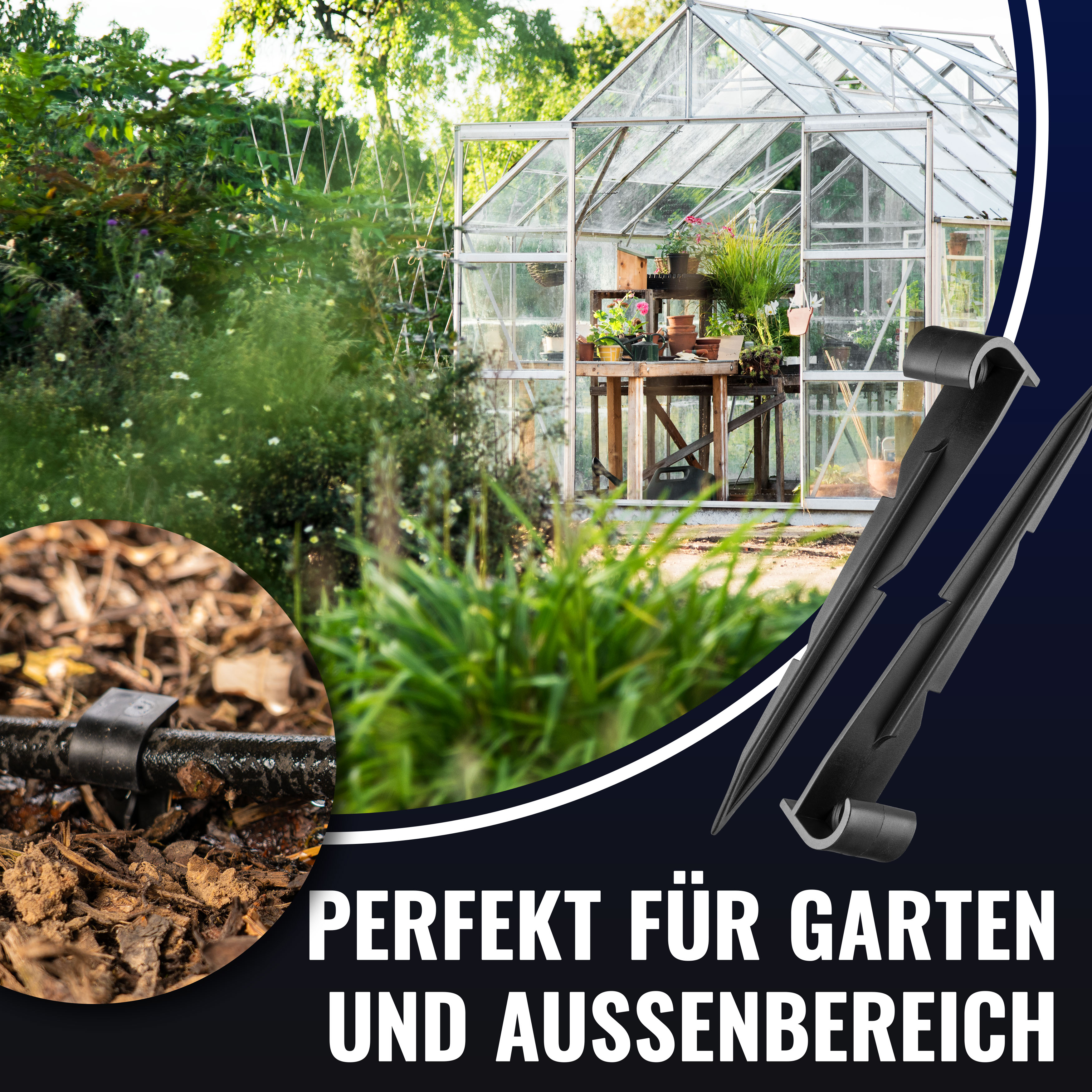 Erdspieße für Schläuche Ø 16-20mm (100 Stück), schwarz