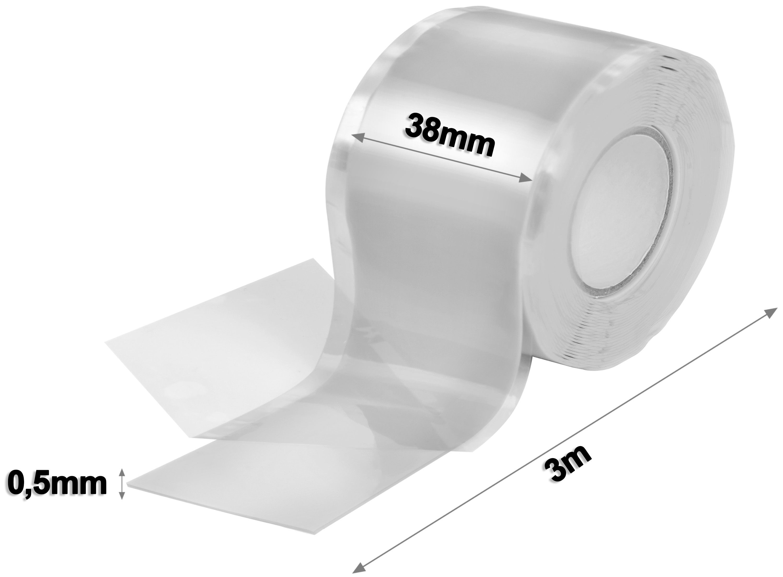 Poppstar selbstverschweißendes Silikonband transparent 3m x 38mm