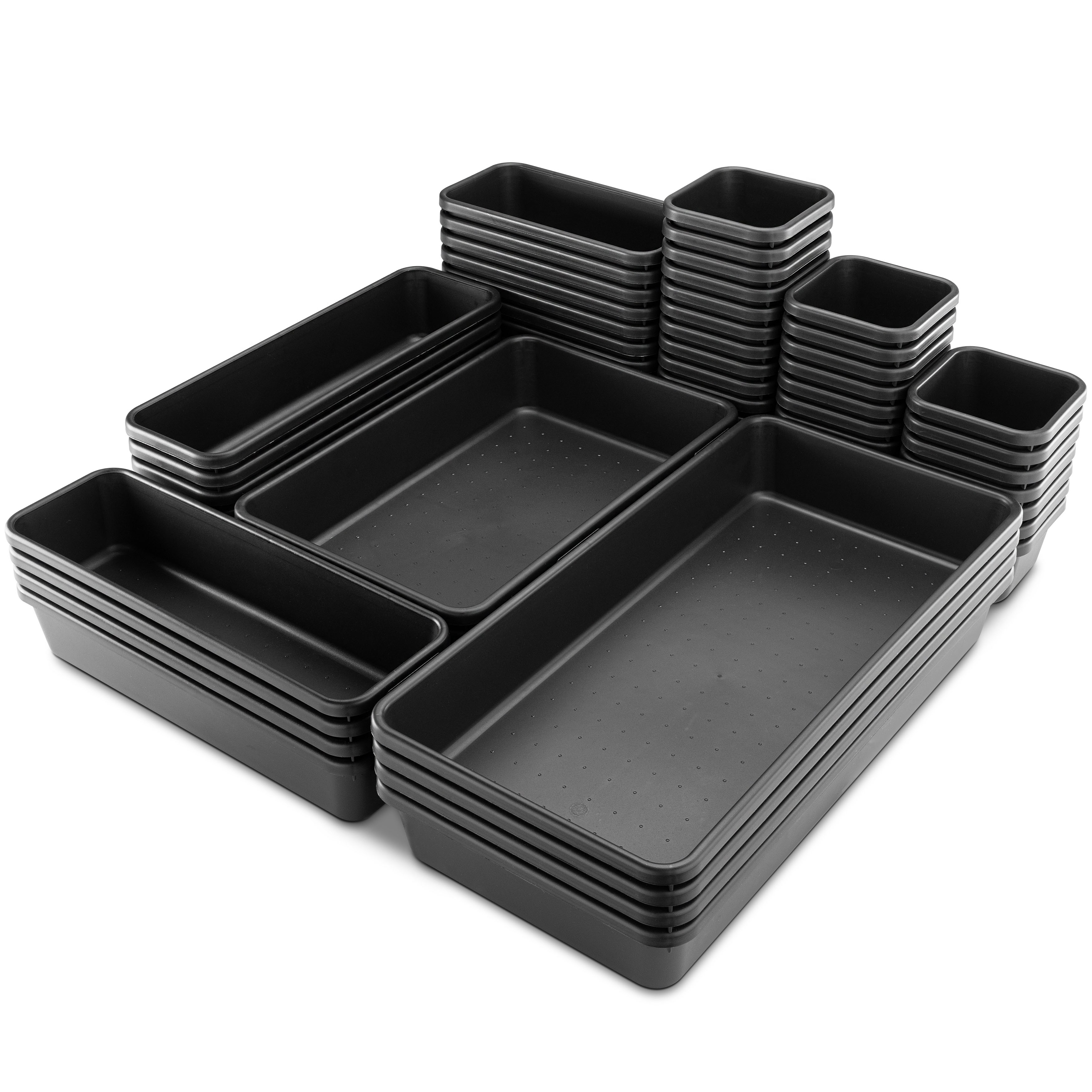 Poppstar 46x Werkzeug Organizer, 5 Größen, Kunststoff, schwarz