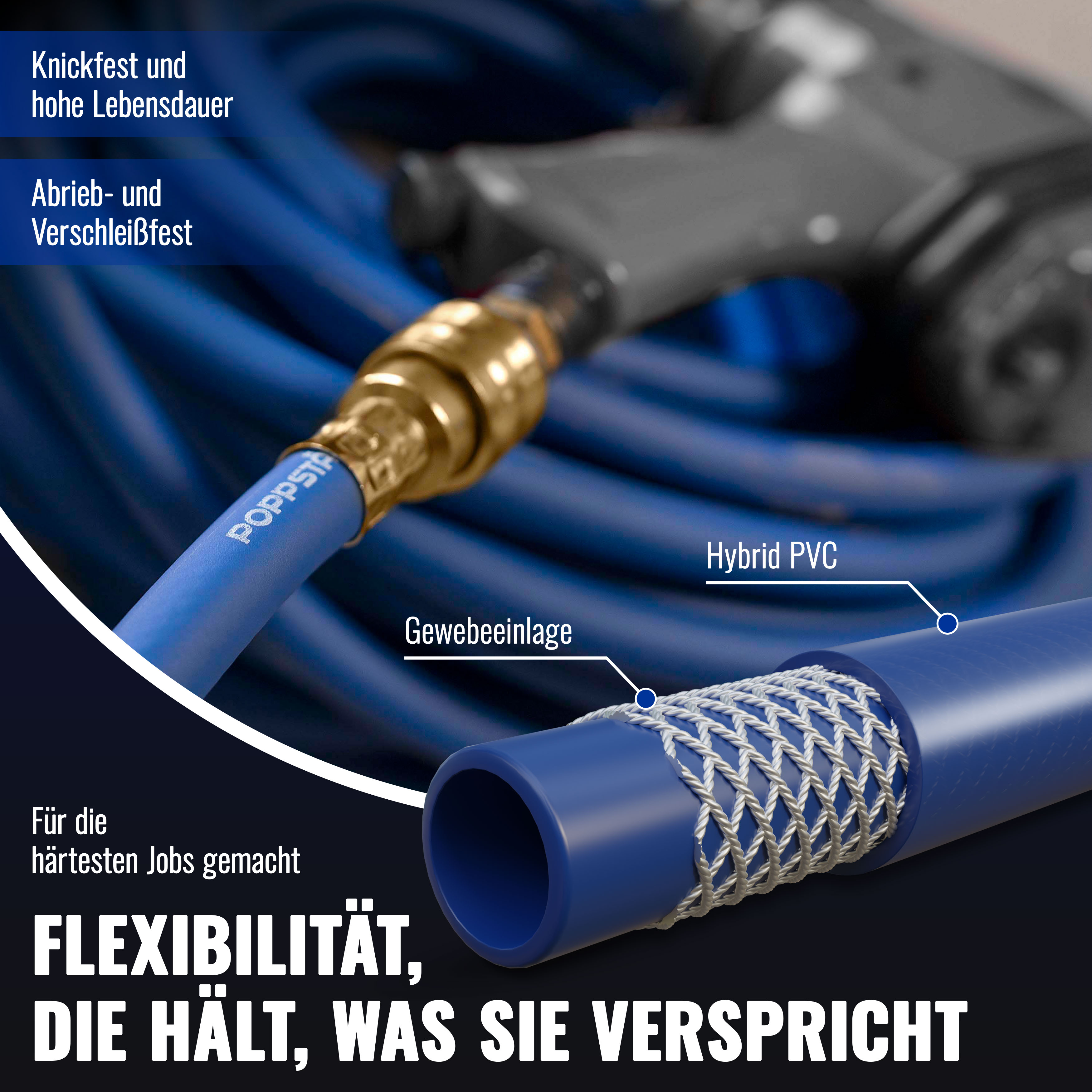 Druckluftschlauch 50m (Messing, NW 7,2, ID 9,2mm, 20 bar)