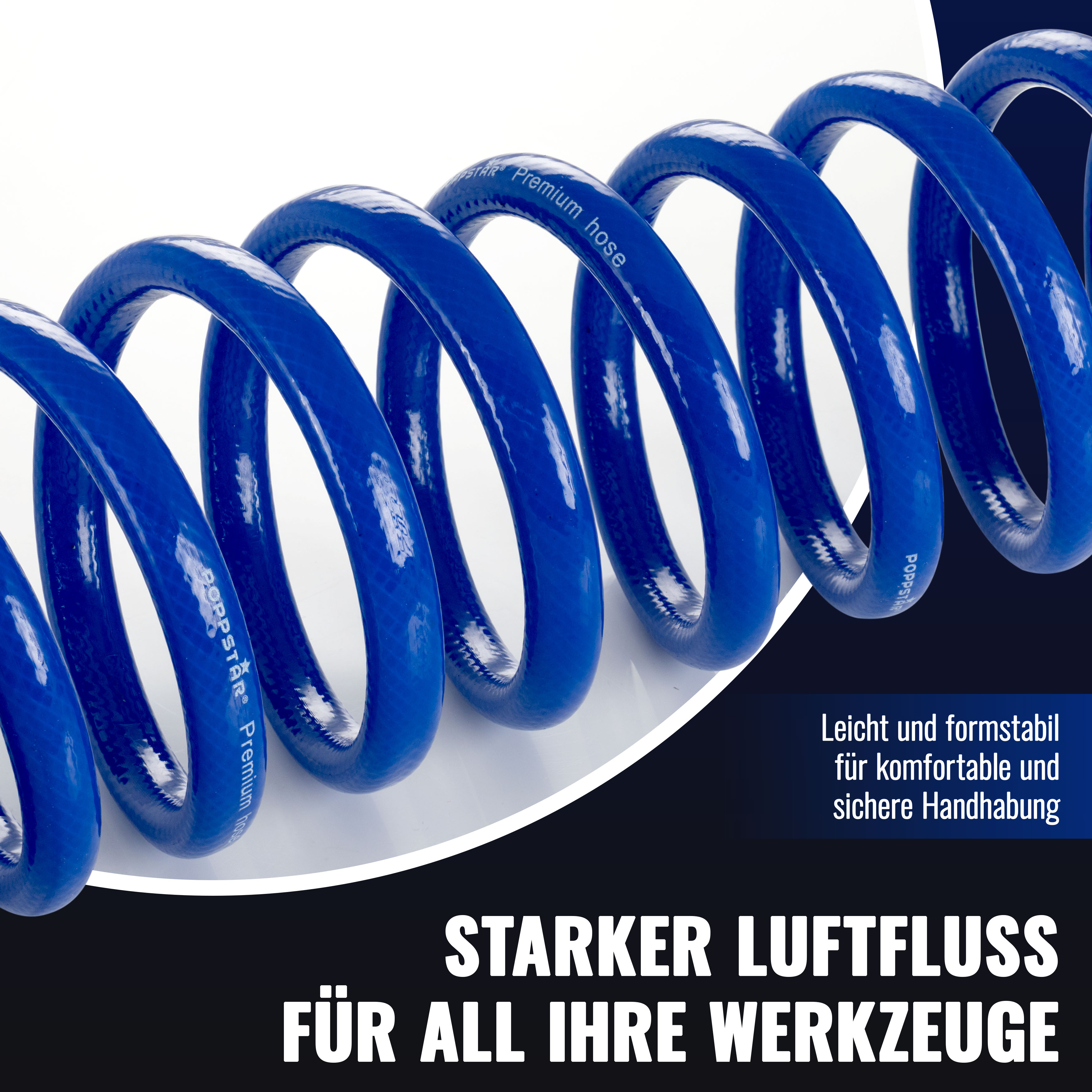 Spiralschlauch Druckluft 5 m Ø8x12 mm 1/4" Drehgelenk-Anschluss