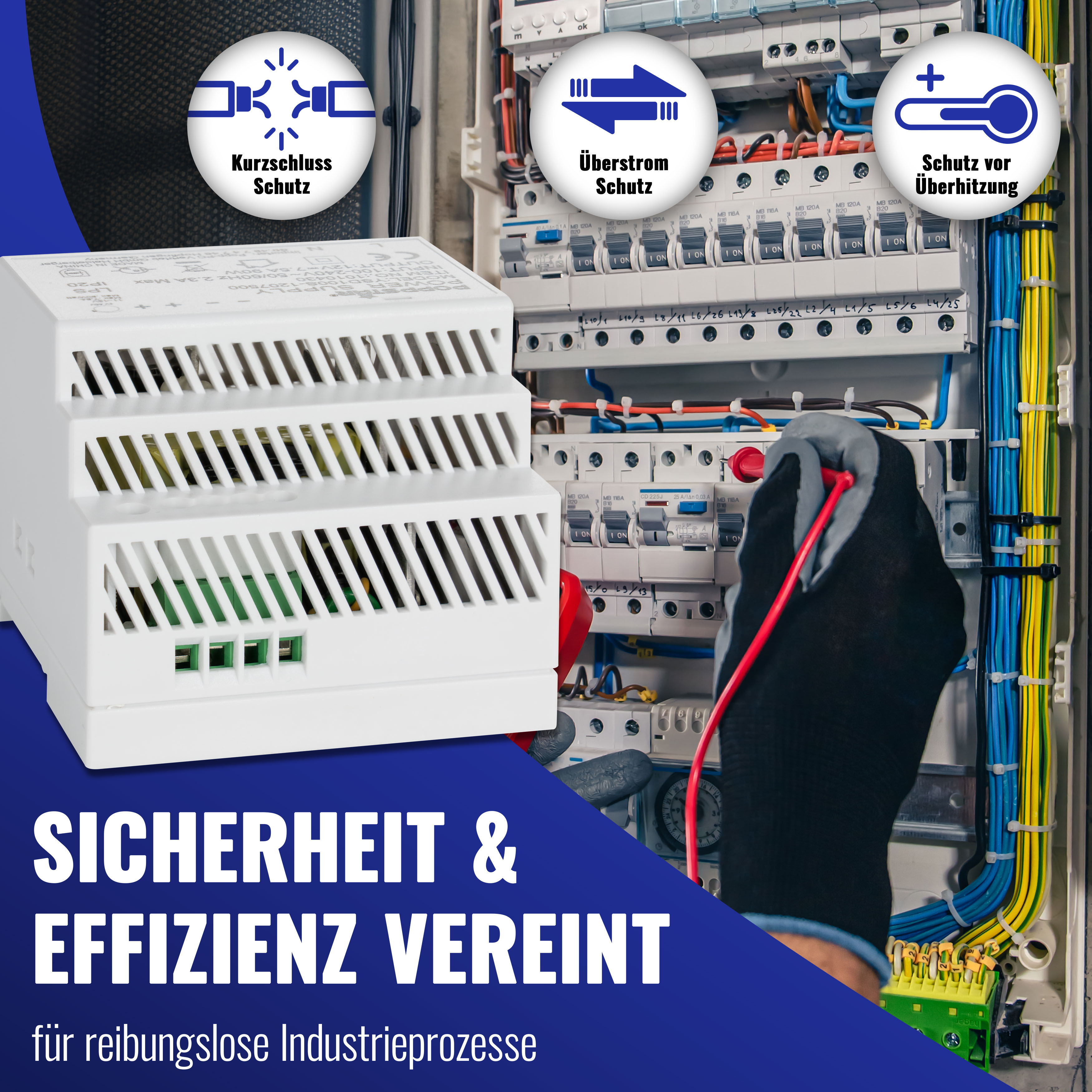 Netzteil für Hutschiene 12V DC 7,5A 90W (Input 100-240V AC)