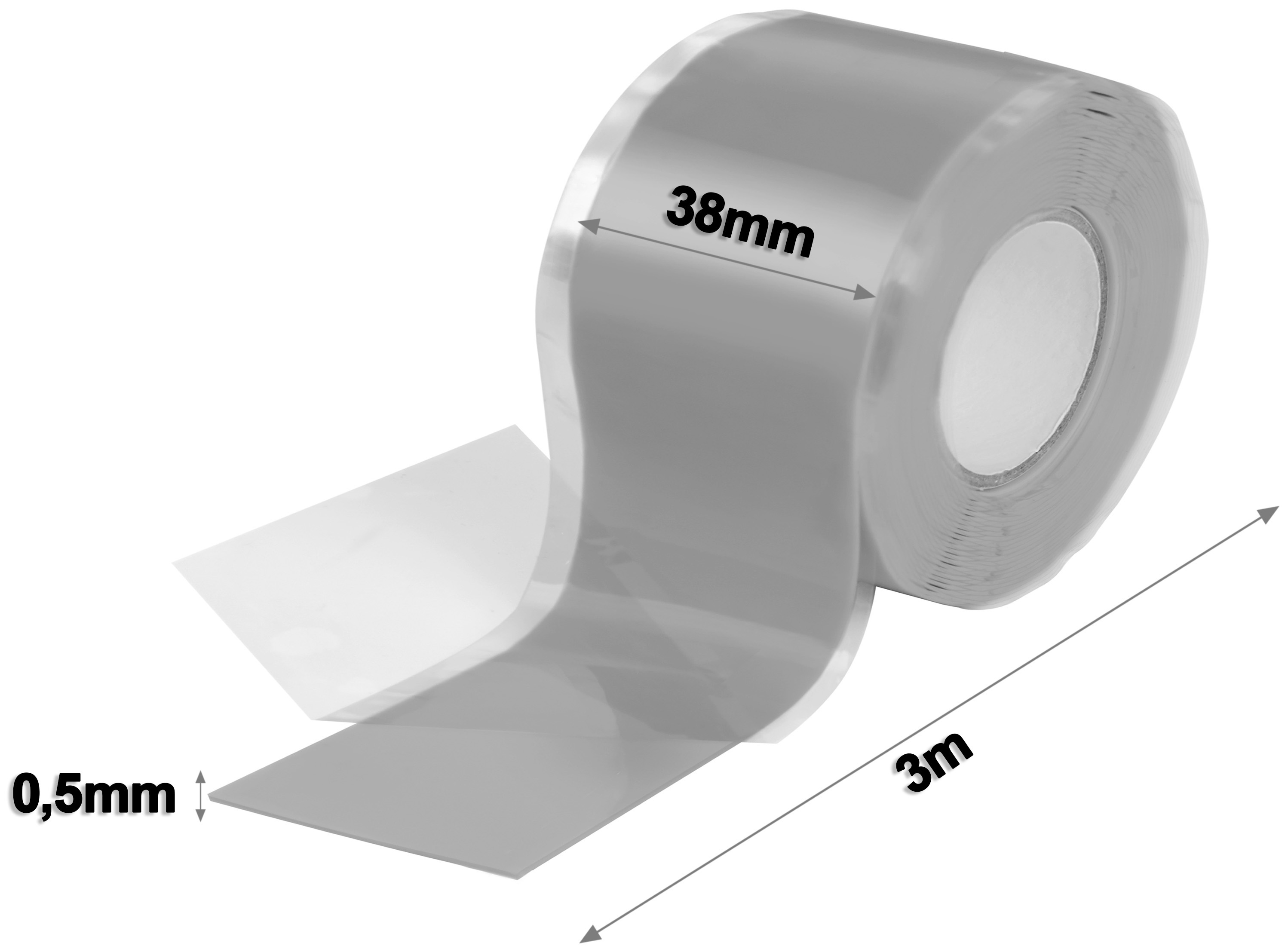 Poppstar selbstverschweißendes Silikonband grau 3m x 38mm