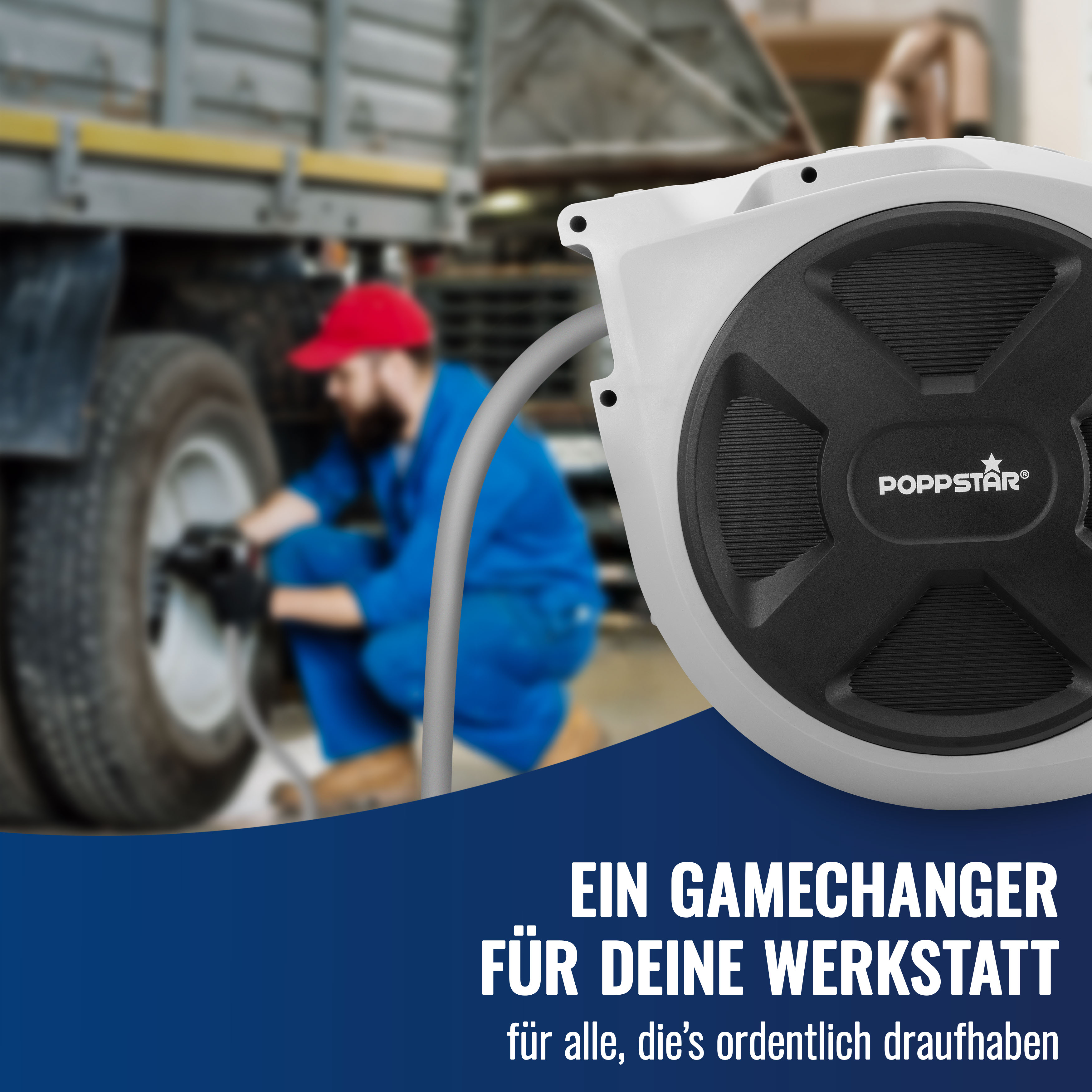 Premium Schlauchtrommel 20m Hybrid PVC Druckluftschlauch