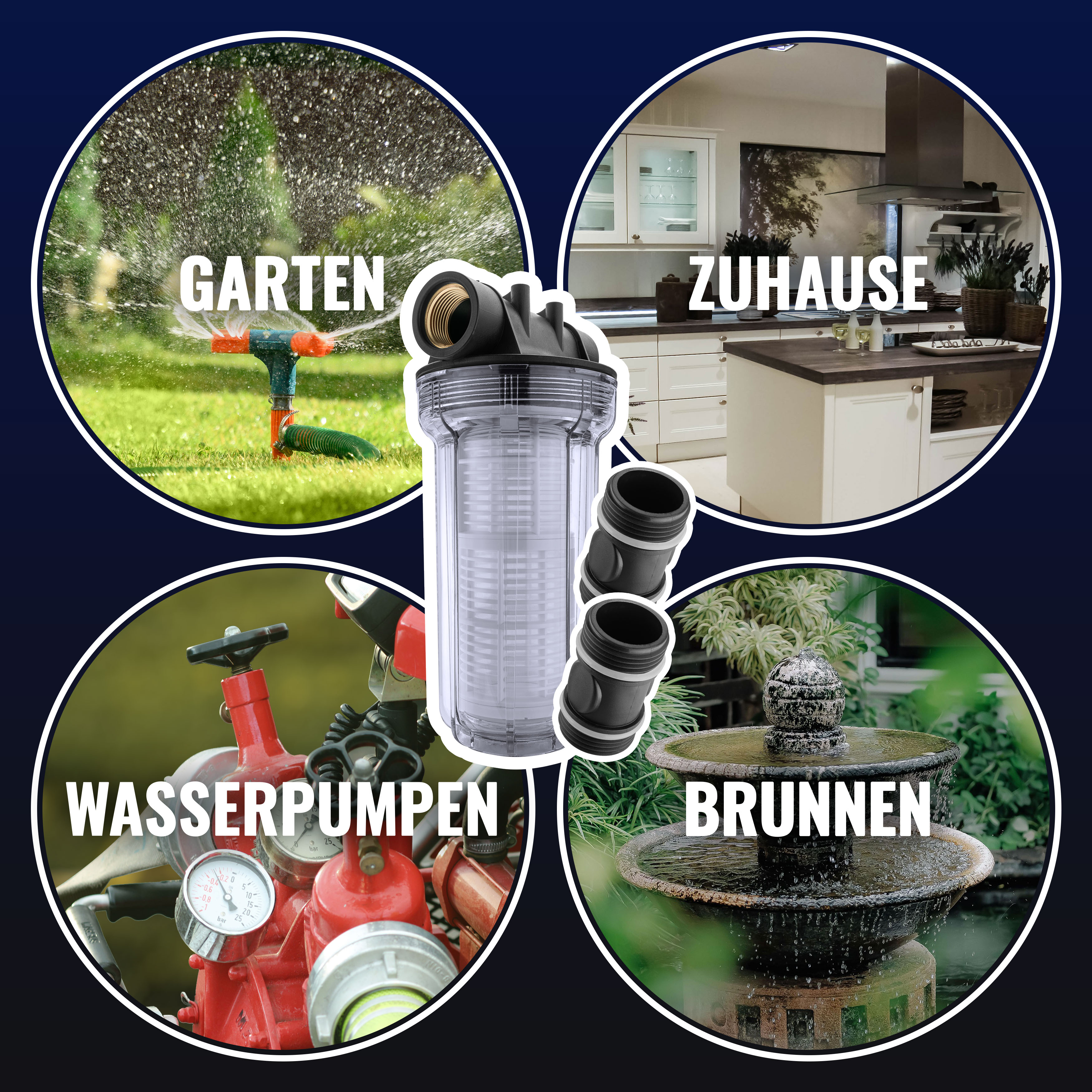Vorfilter Gartenpumpe (Wasserfilter G1 IG 30,3 mm 2 L 80 Mesh)