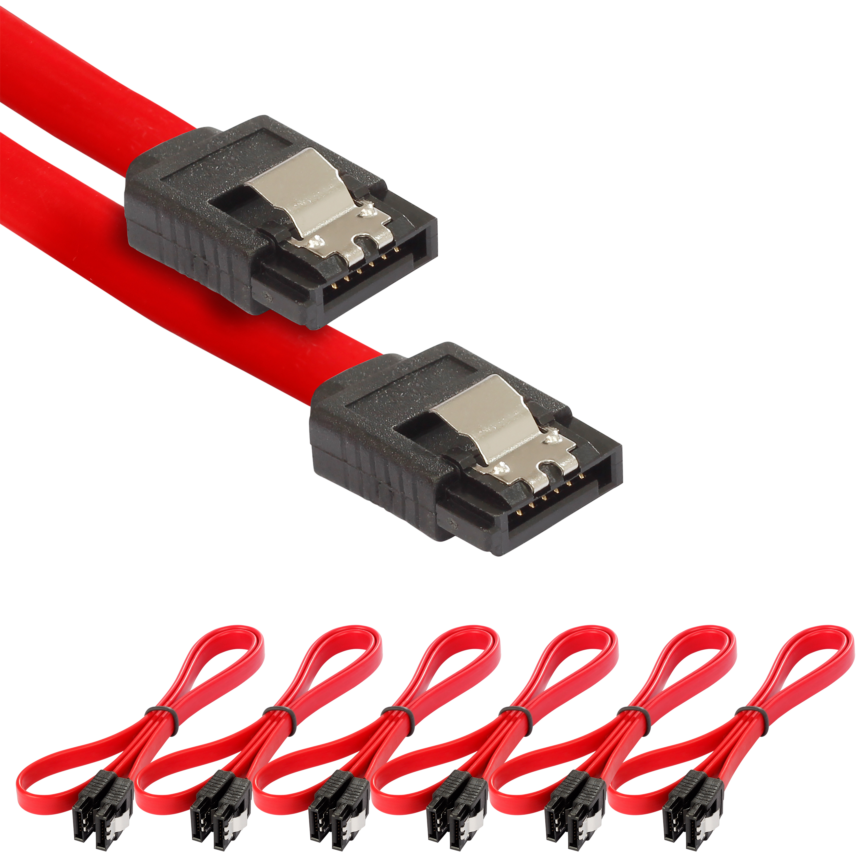 Sata 3 Kabel 0,5m, SSD / HDD gerader Stecker, 6 Stück, rot