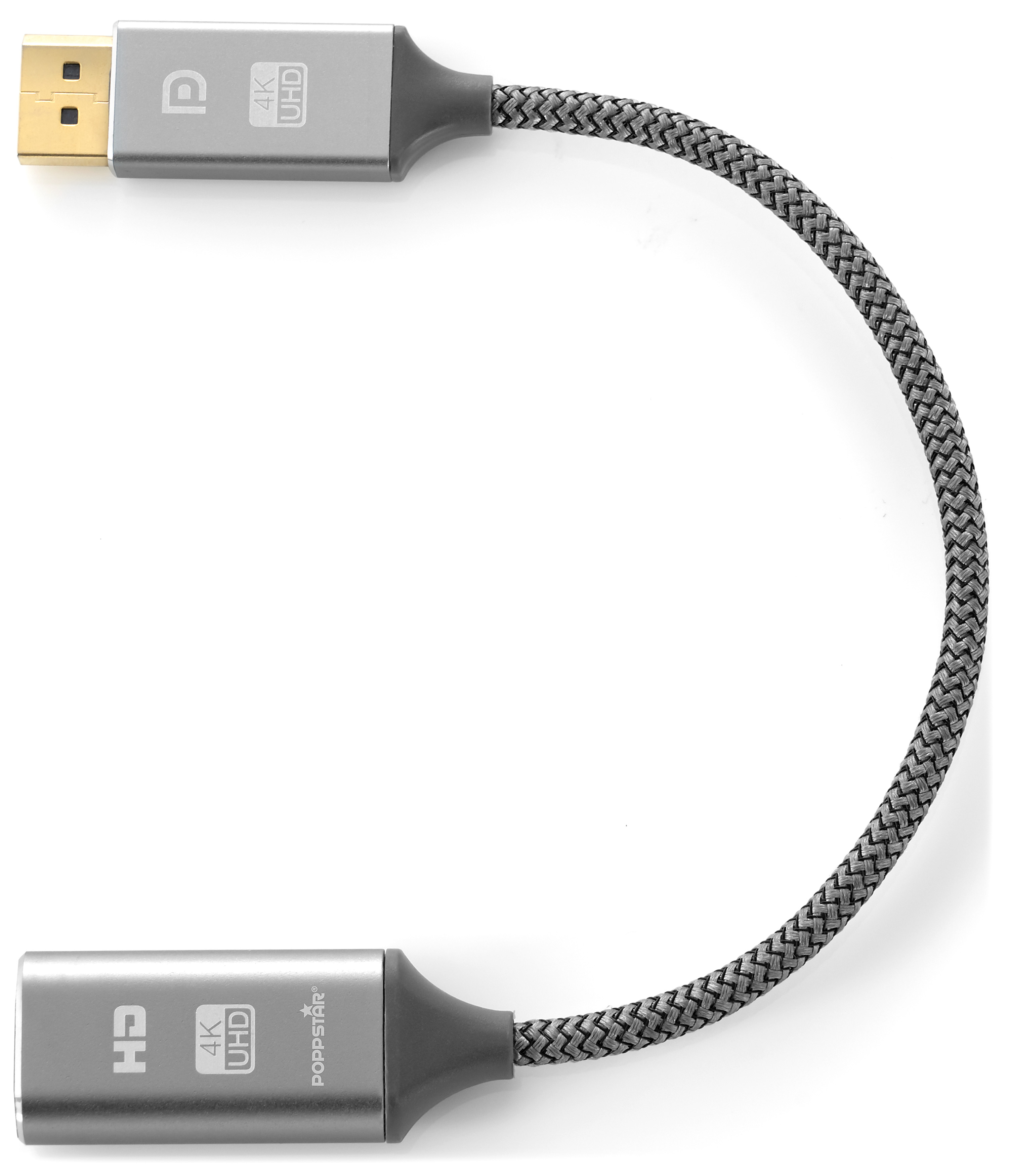 Adapterkabel Displayport auf HDMI2.0, grau gesleevt