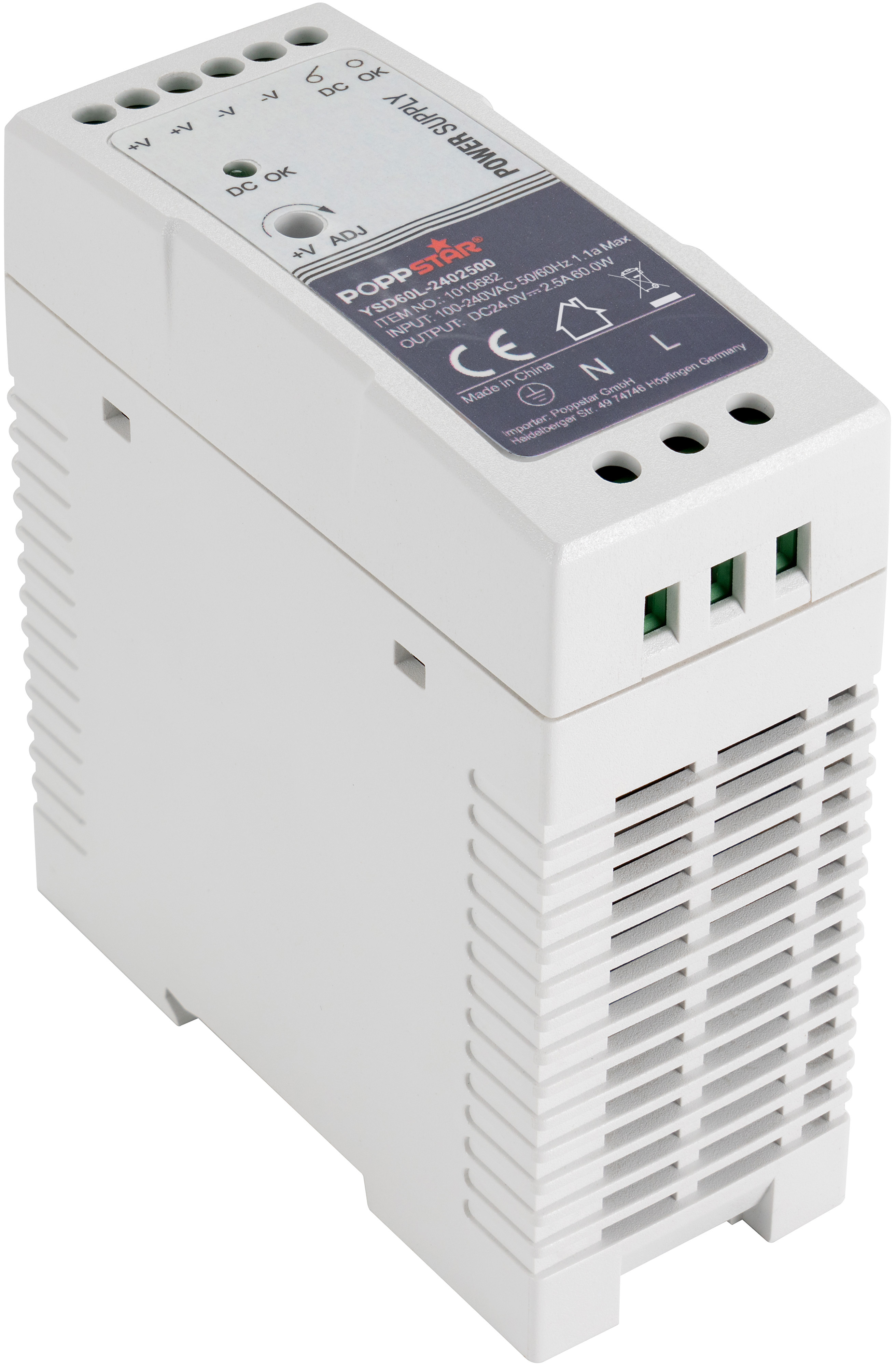 Poppstar Netzteil für Hutschiene 24V DC 3,83A 92W (Input 100-240V AC Poppstar Netzteil für Hutschiene 24V DC 3,83A 92W (Input 100-240V AC