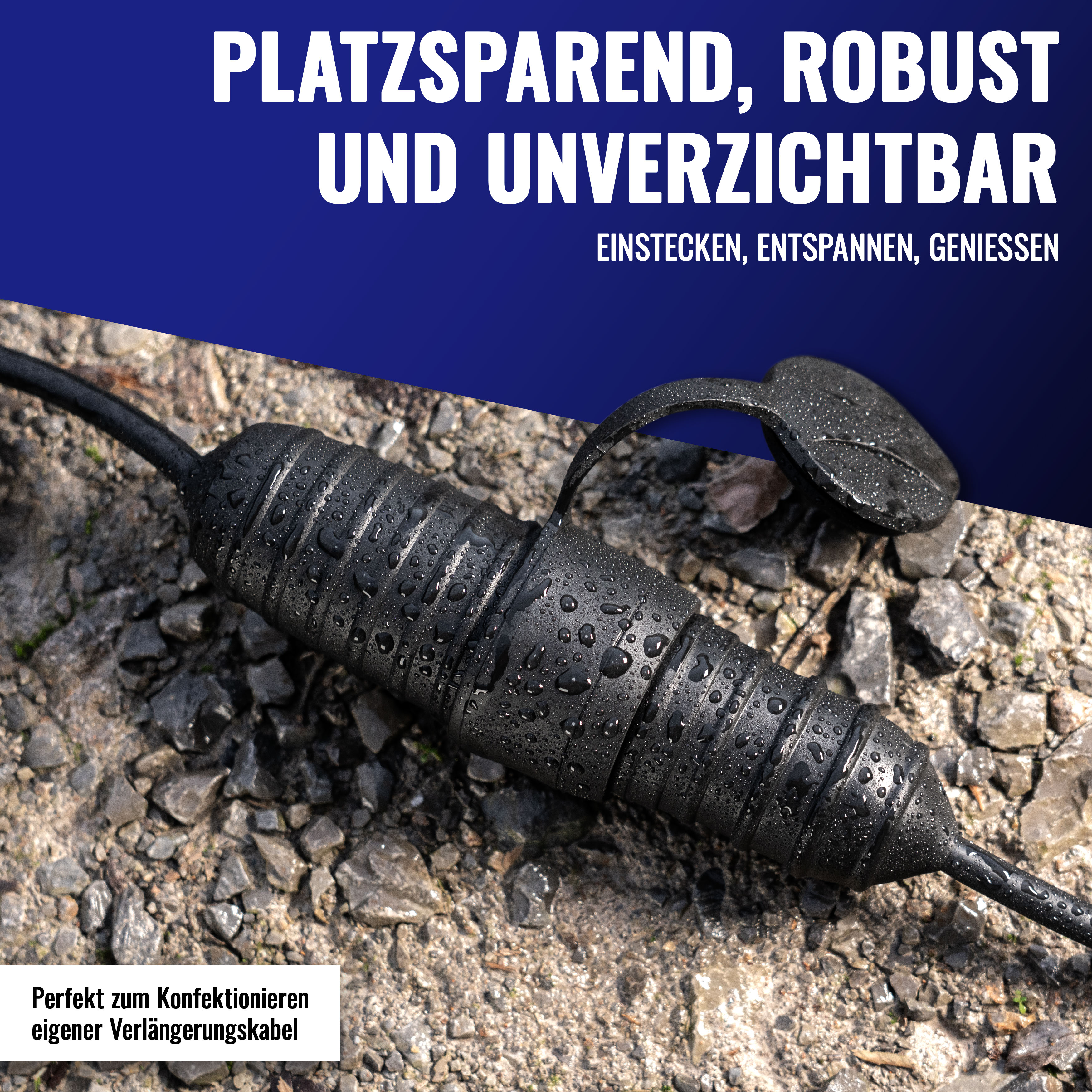 1x Gummi Kupplung mit Schutzkappe, (2-polig,230V,16A,IP44)