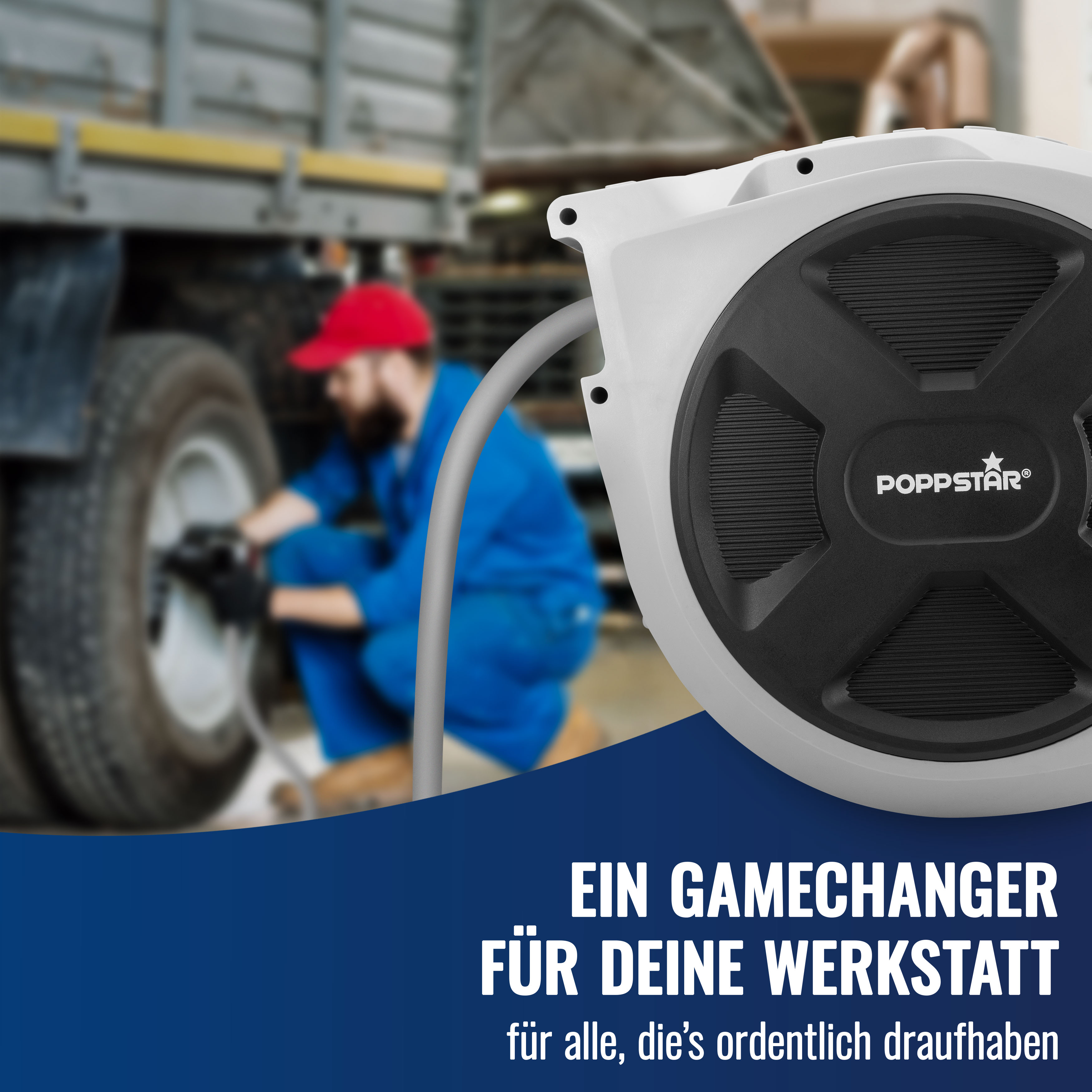 Premium Schlauchtrommel 30m Hybrid PVC Druckluftschlauch