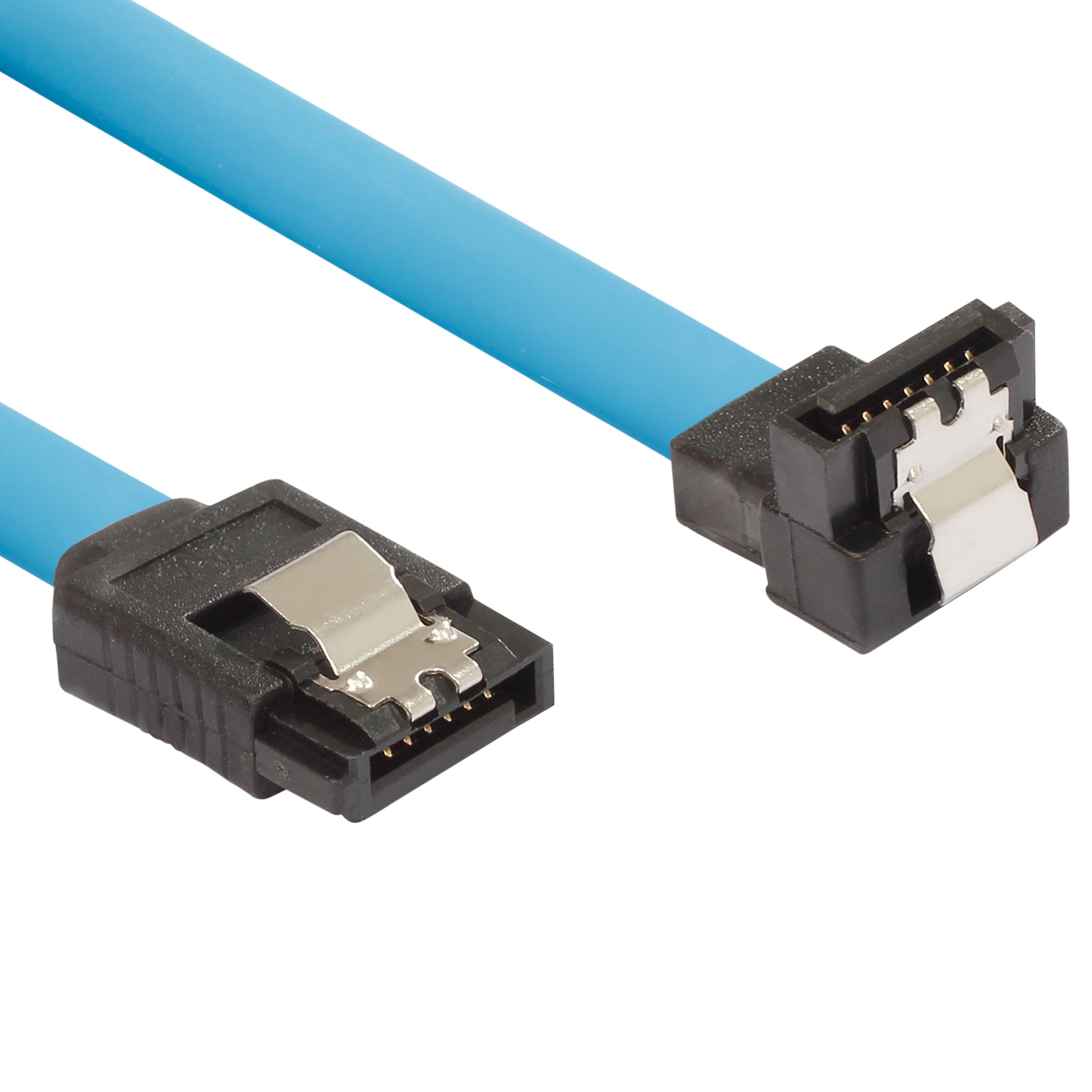 Sata 3 Kabel 0,5 m für SSD/HDD, Stecker gerade/gewinkelt, blau