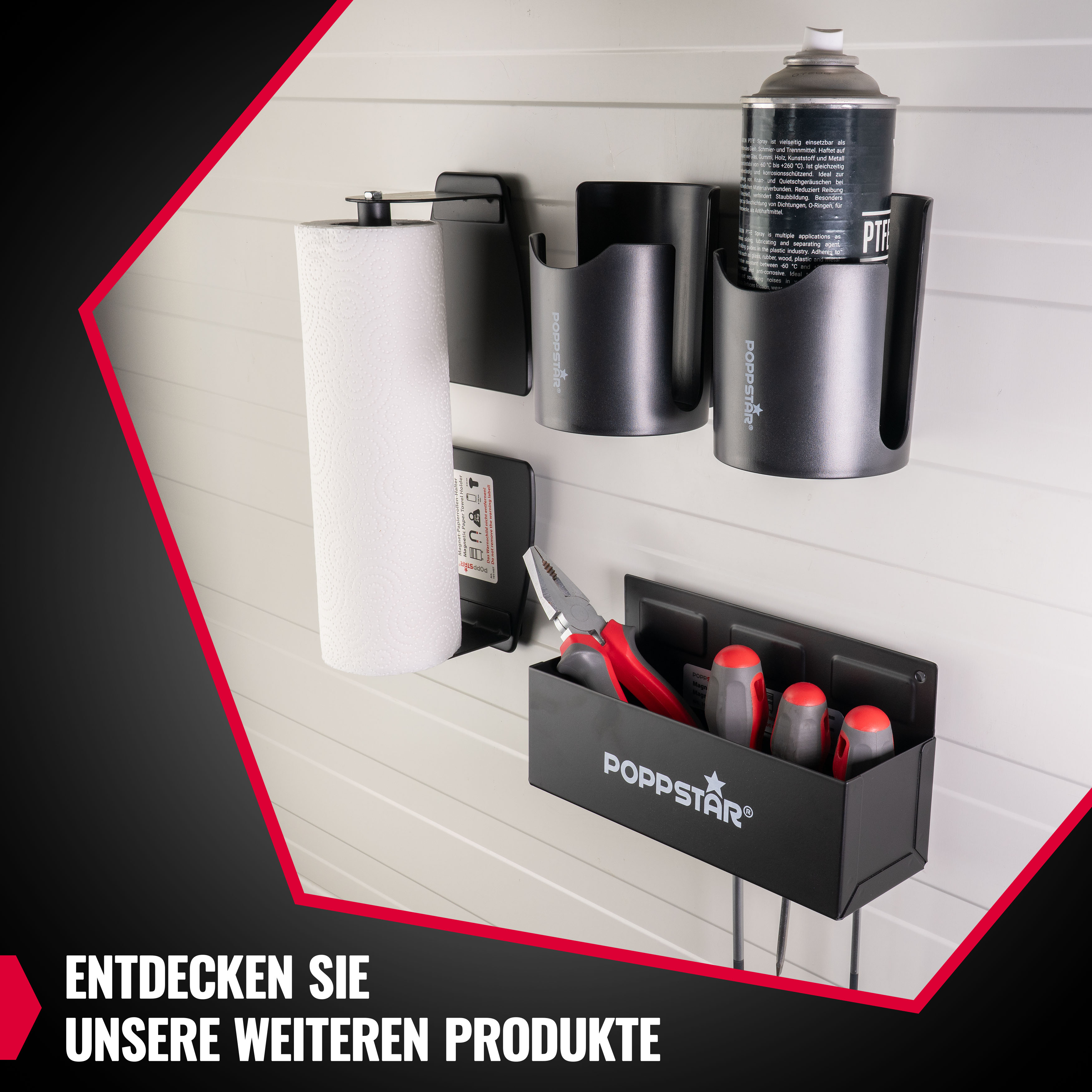 Werkzeug-Ablage Set mit Kastenablage und Becherhaltern