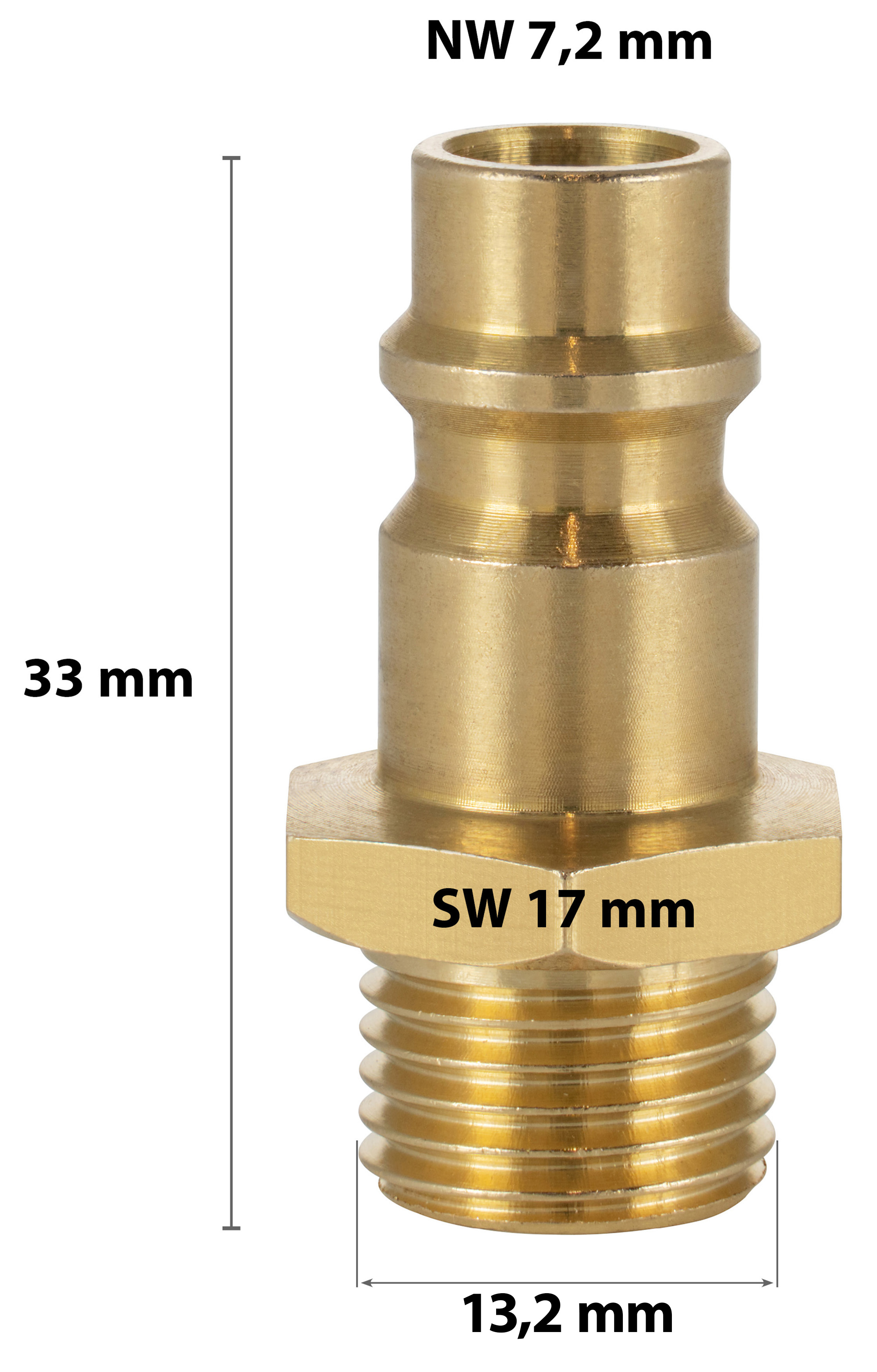 2 Druckluft-Kupplungen Stecknippel NW 7,2 mit 1/4" Außengewinde