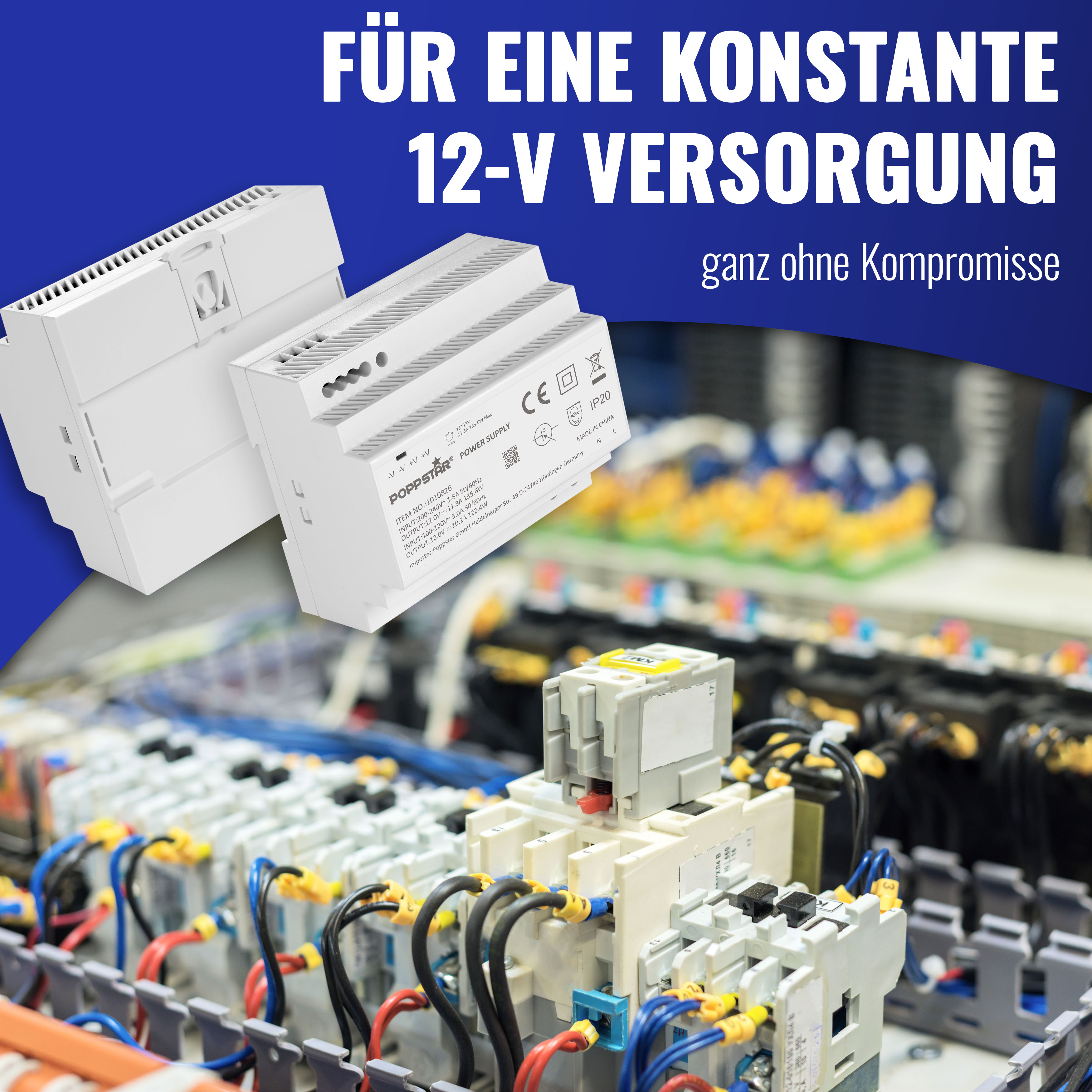 Netzteil für Hutschiene 12V DC 11,3A 135W (Input 100-240V AC)