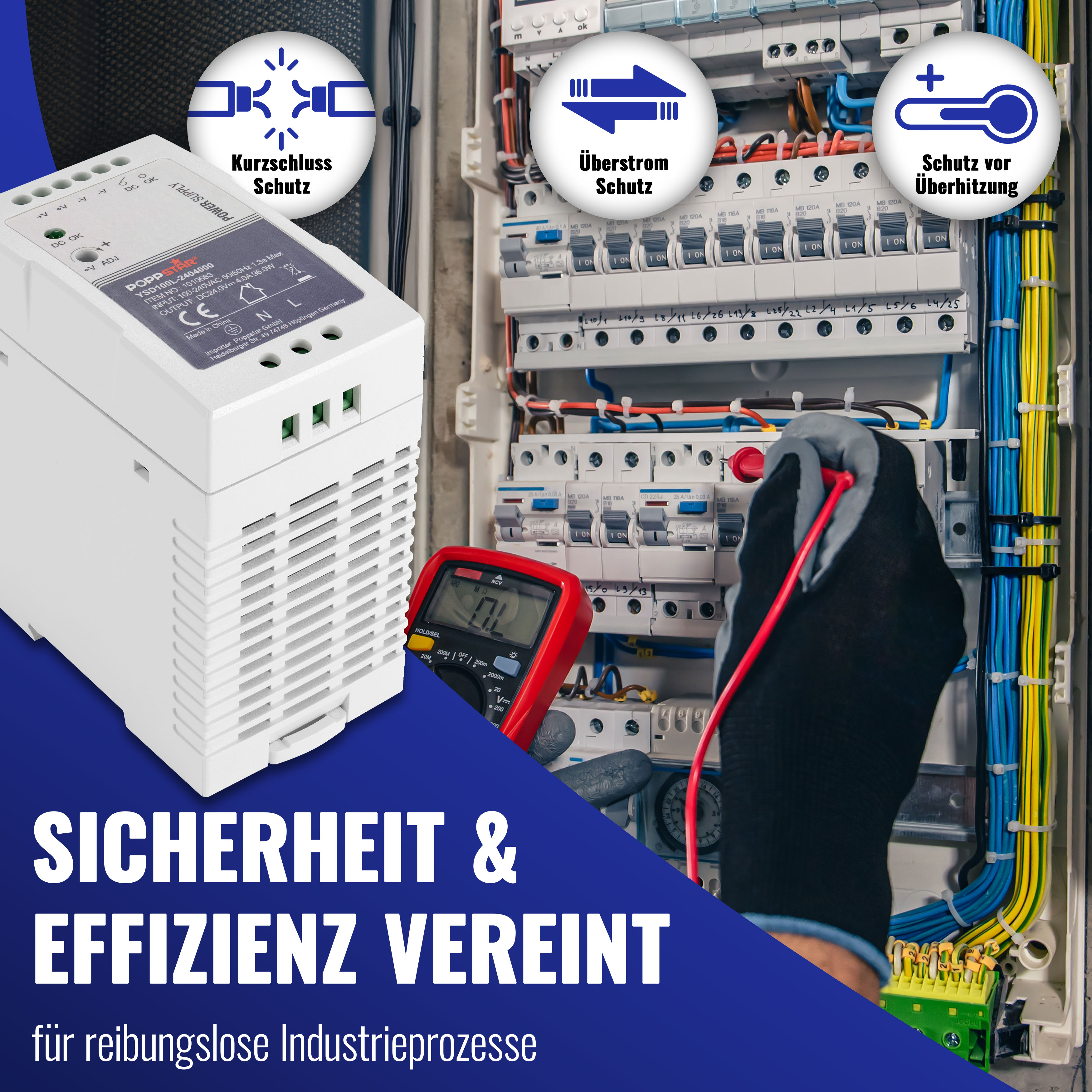 Hutschienen-Netzteil 24V DC 4A 96 Watt 55x100x92mm
