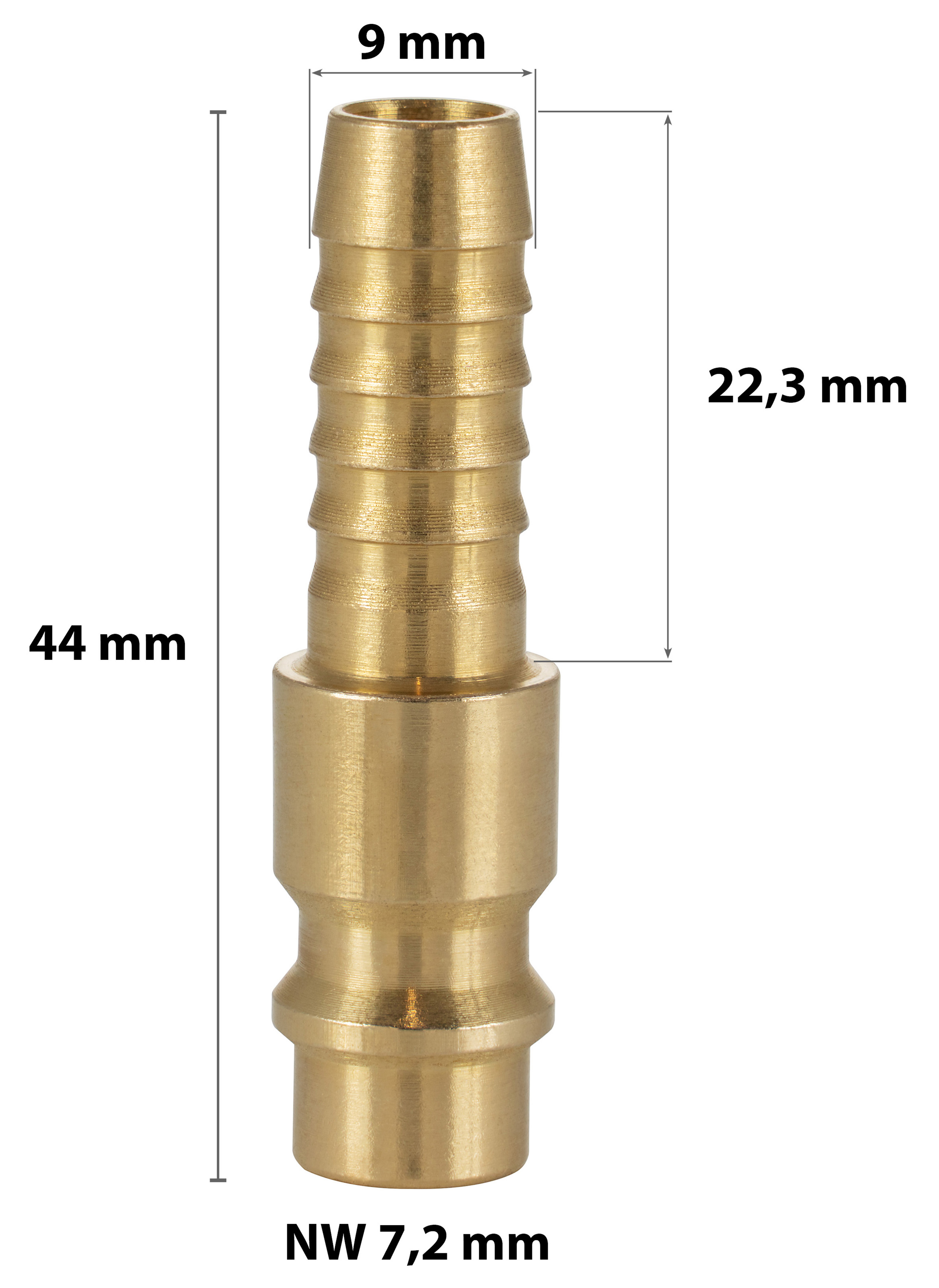 2 Druckluft-Kupplungen Stecknippel mit Tülle 9mm
