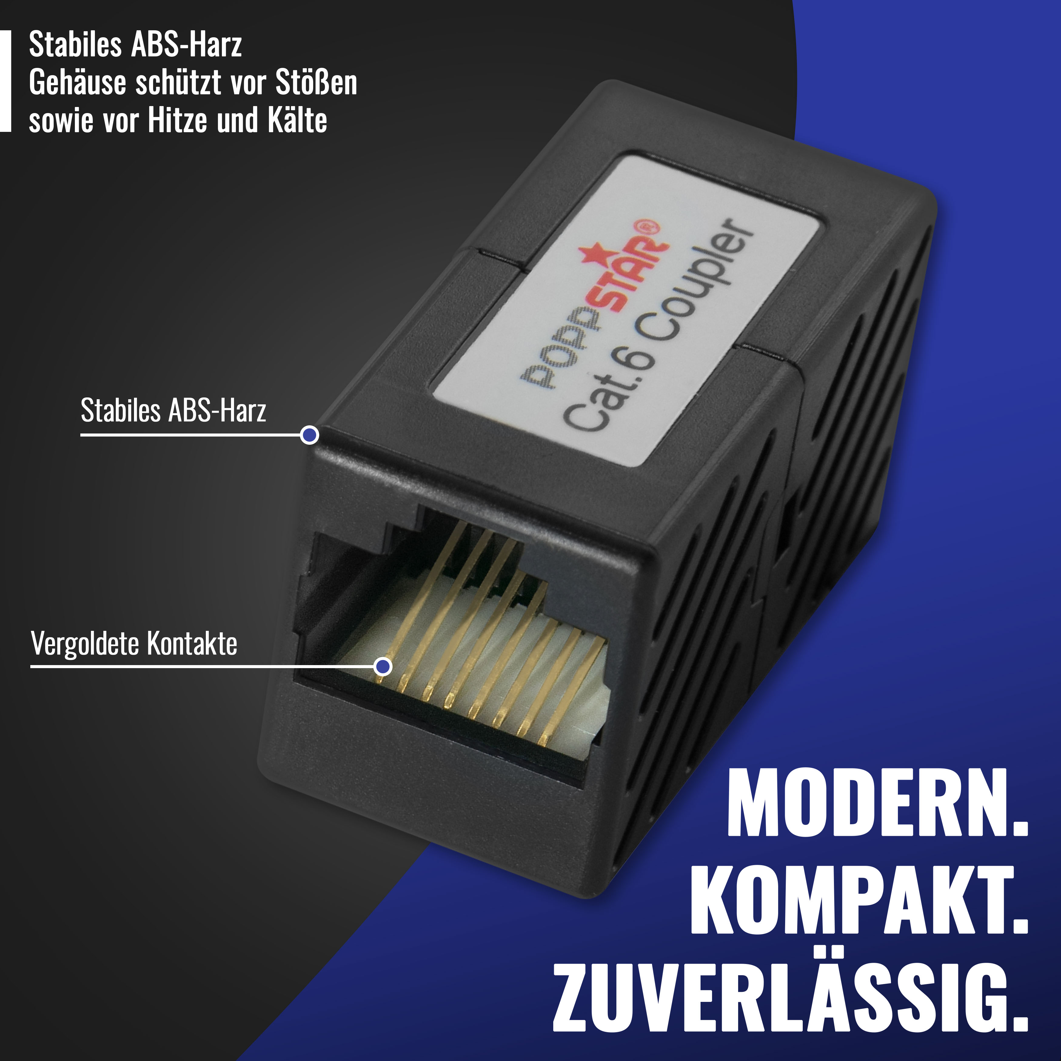 Adapter RJ45 Kupplung Cat6 (2x Buchse, 8-polig, geschirmt), 2 Stk