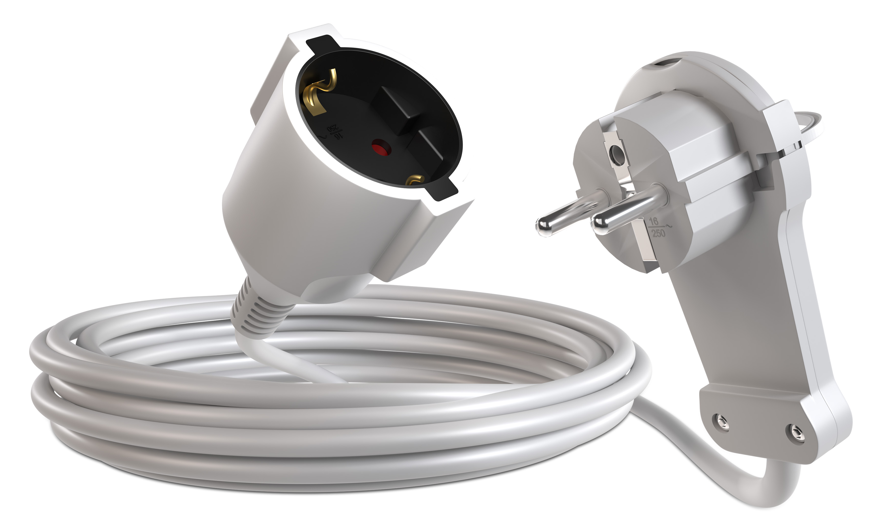 Verlängerungskabel 3m mit Flachstecker, H05VV 3G1,5, IP20