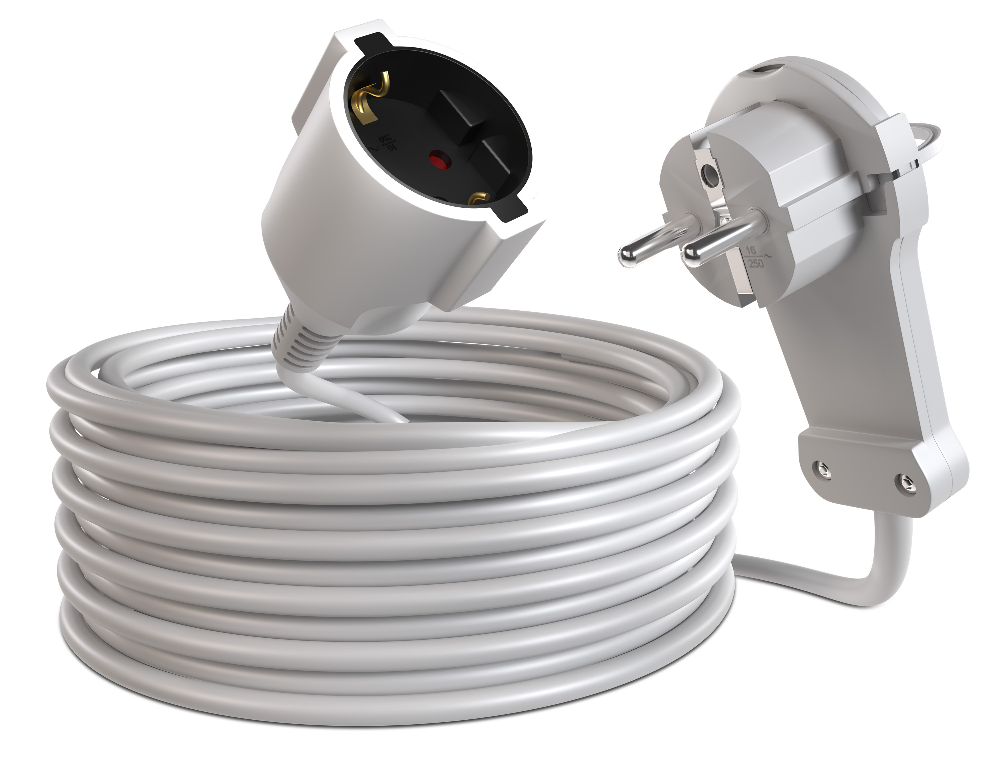 Verlängerungskabel 3m mit Flachstecker, H05VV 3G1,5, IP20