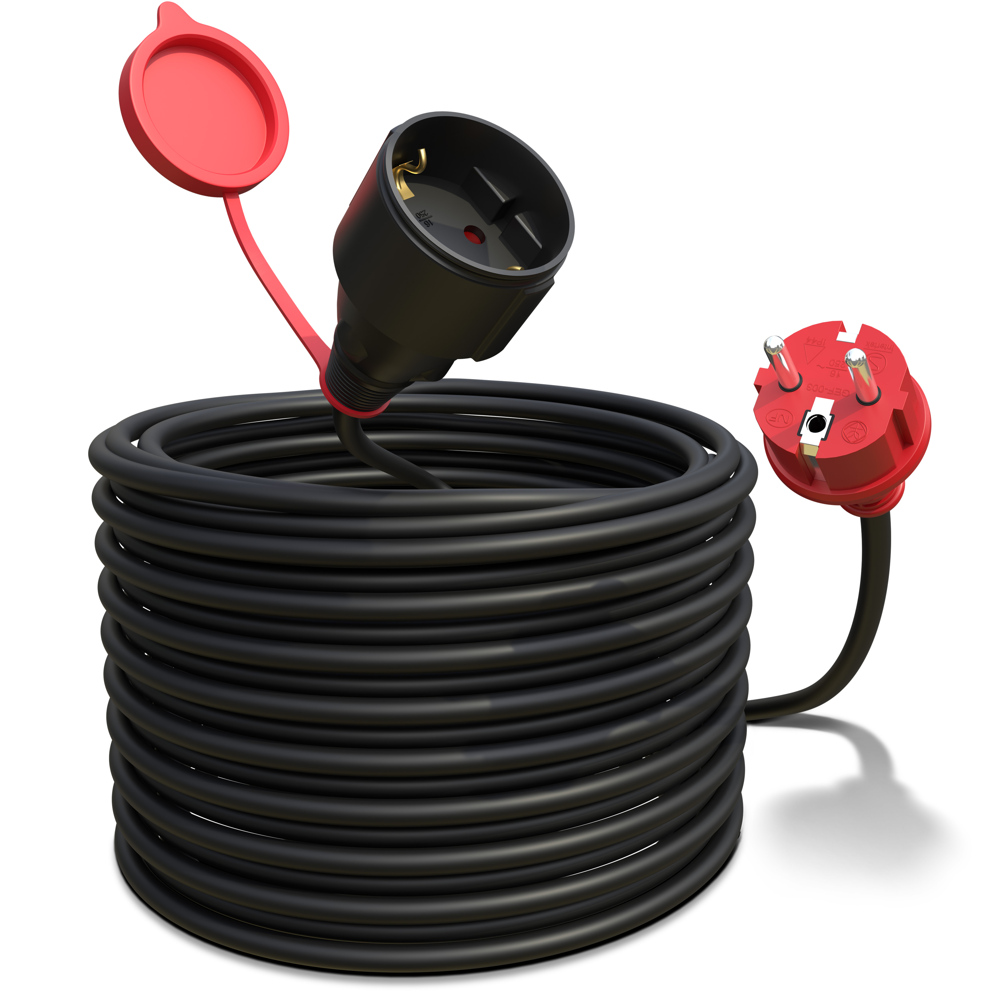 Verlängerungskabel 20m IP44 H05RR-F schwarz/rot