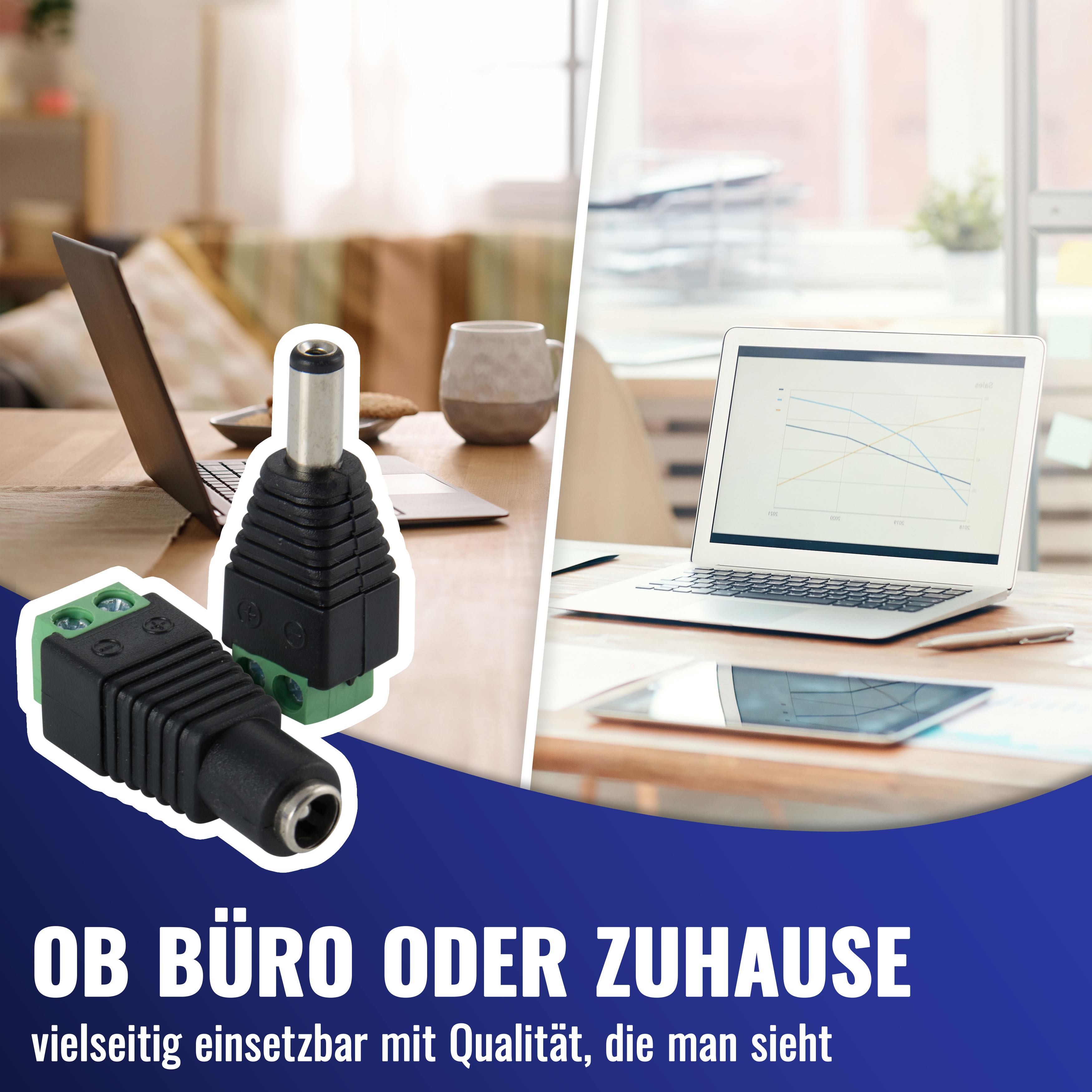 DC Stromadapter je 5x Stecker / Buchse auf 2-Pol Terminal block