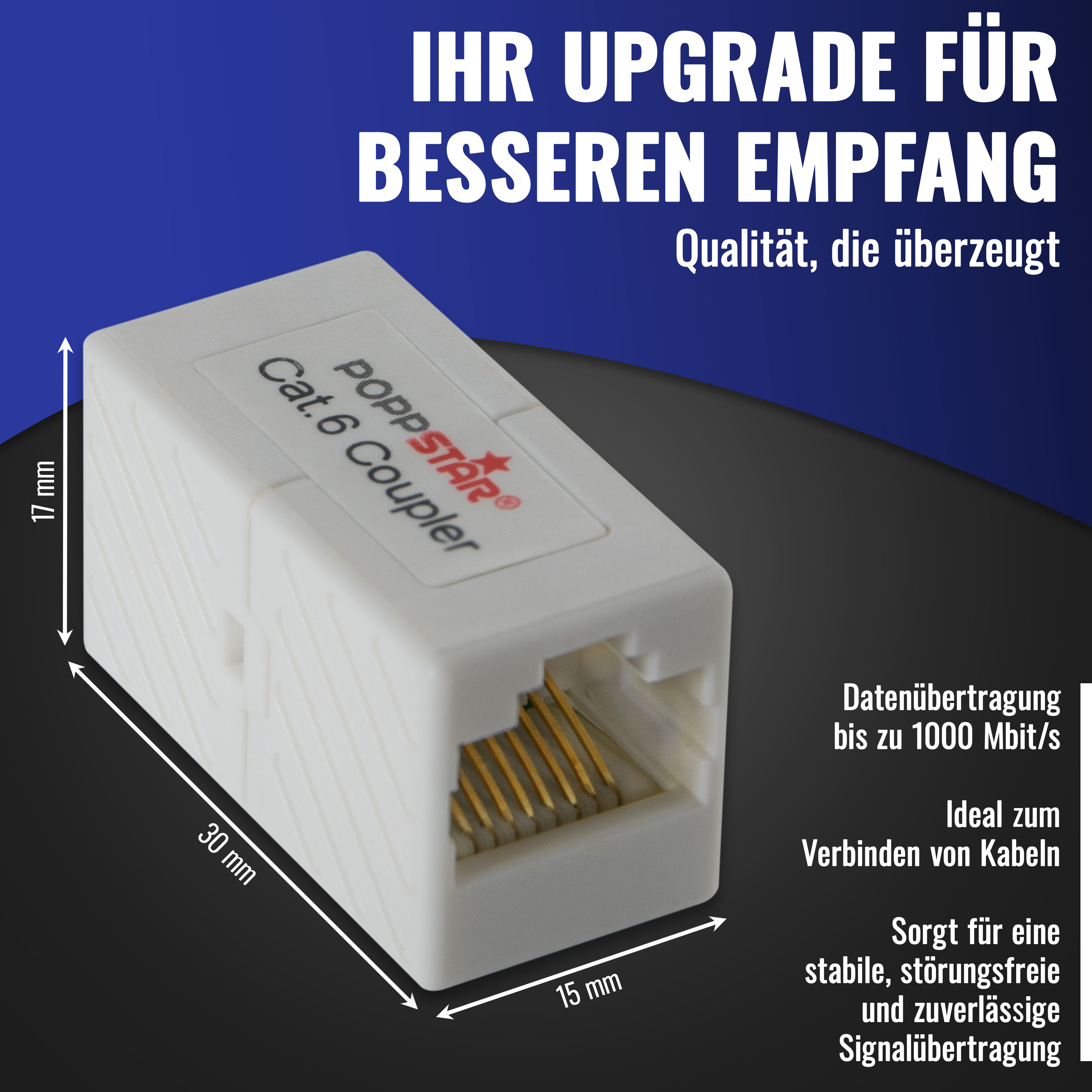 Adapter RJ45 Kupplung Cat6 (2x Buchse, 8-polig, geschirmt), 2 Stk