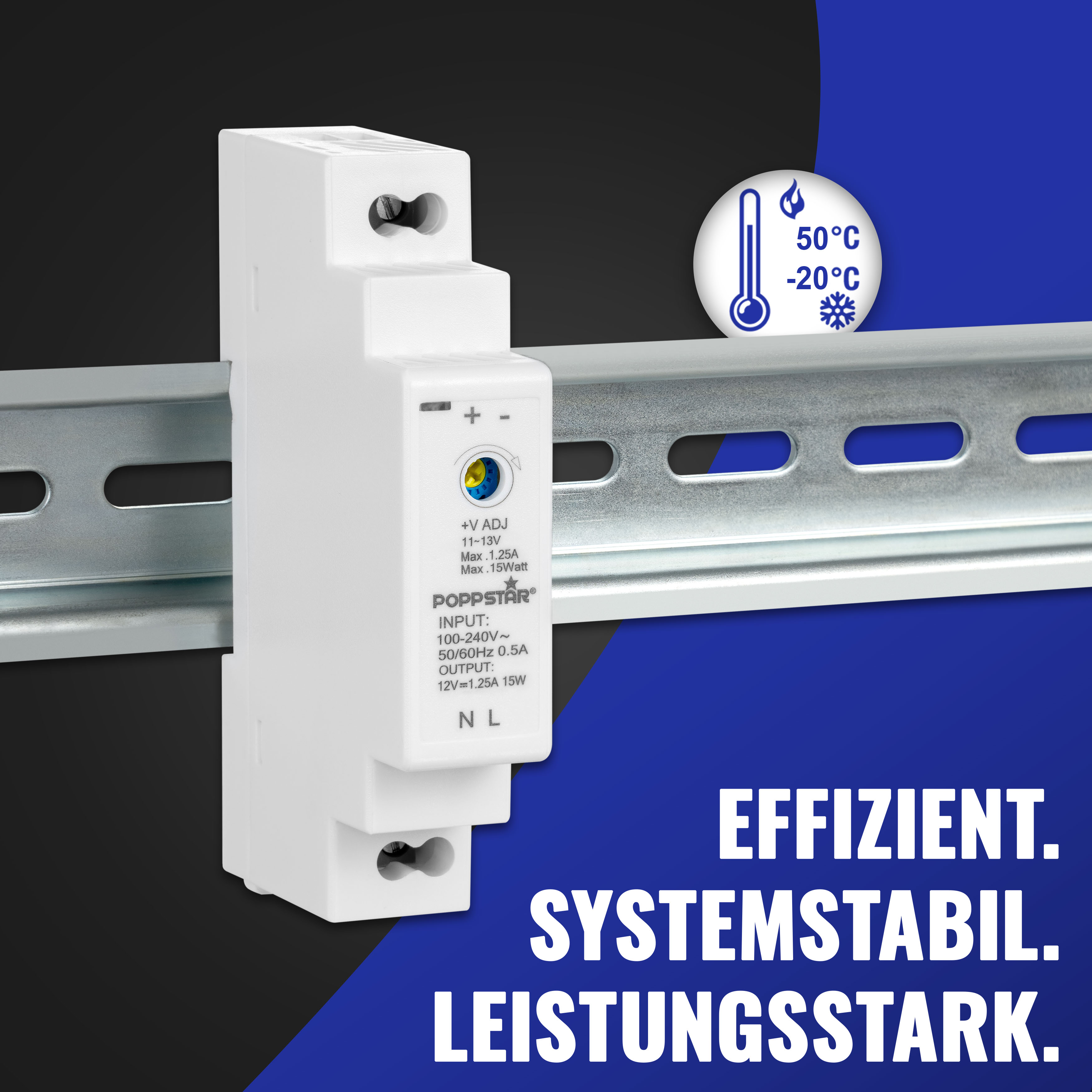 Netzteil für Hutschiene 12V DC 1,25A 15W (Input 100-240V AC)