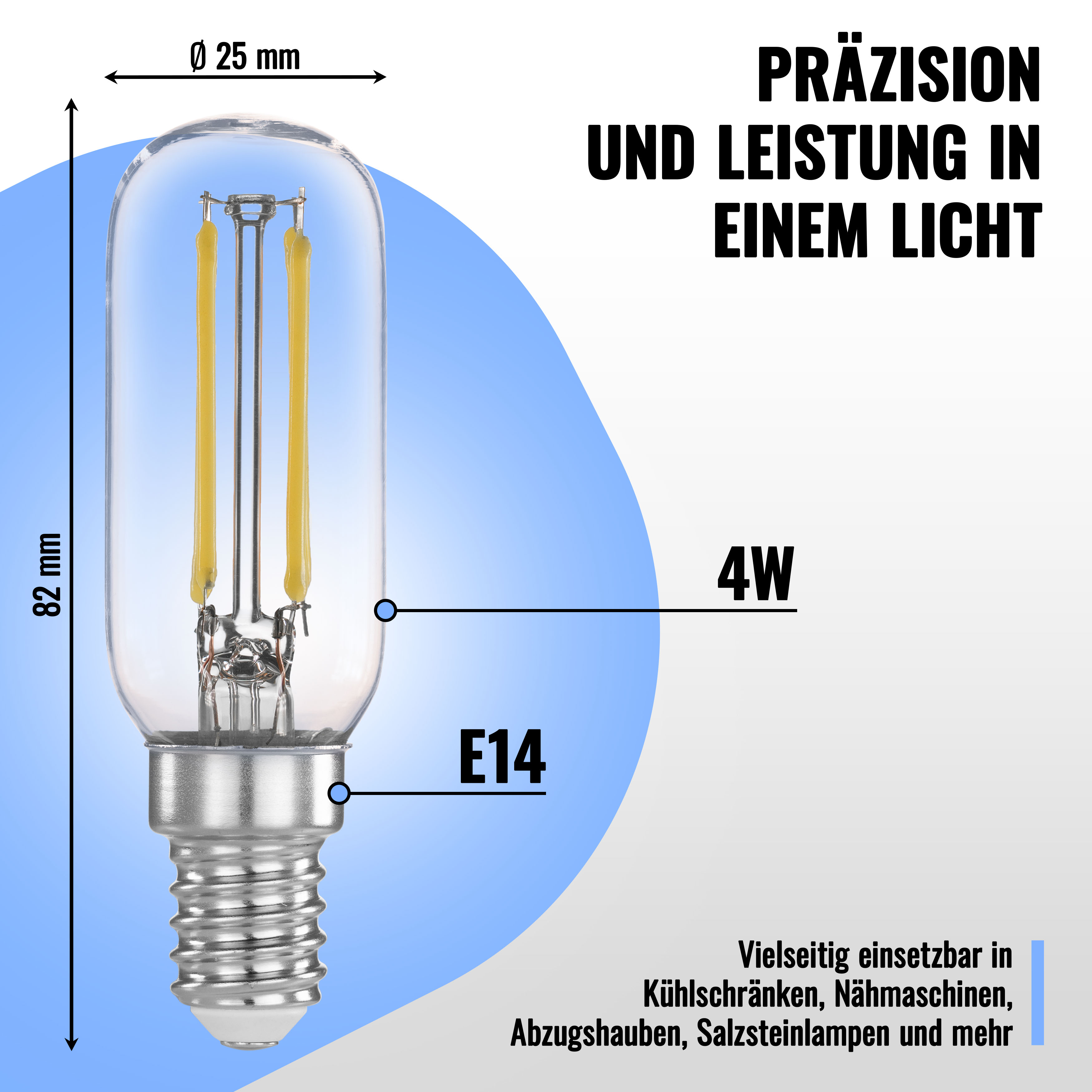 LED Lampen E14 für Dunstabzugshaube 4W 440lm kaltweiß, 2 St.