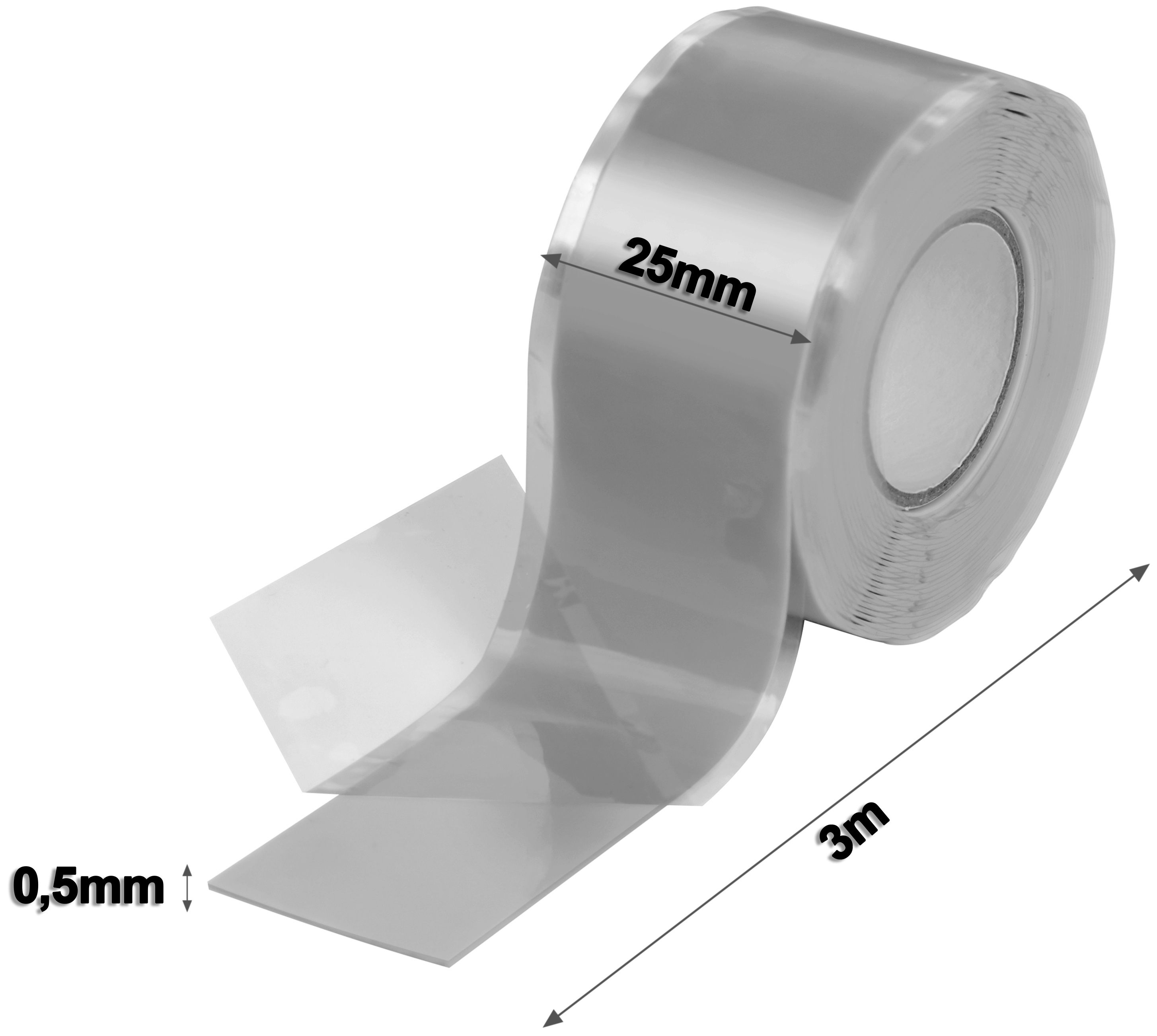 Poppstar selbstverschweißendes Silikonband grau 3m x 25mm