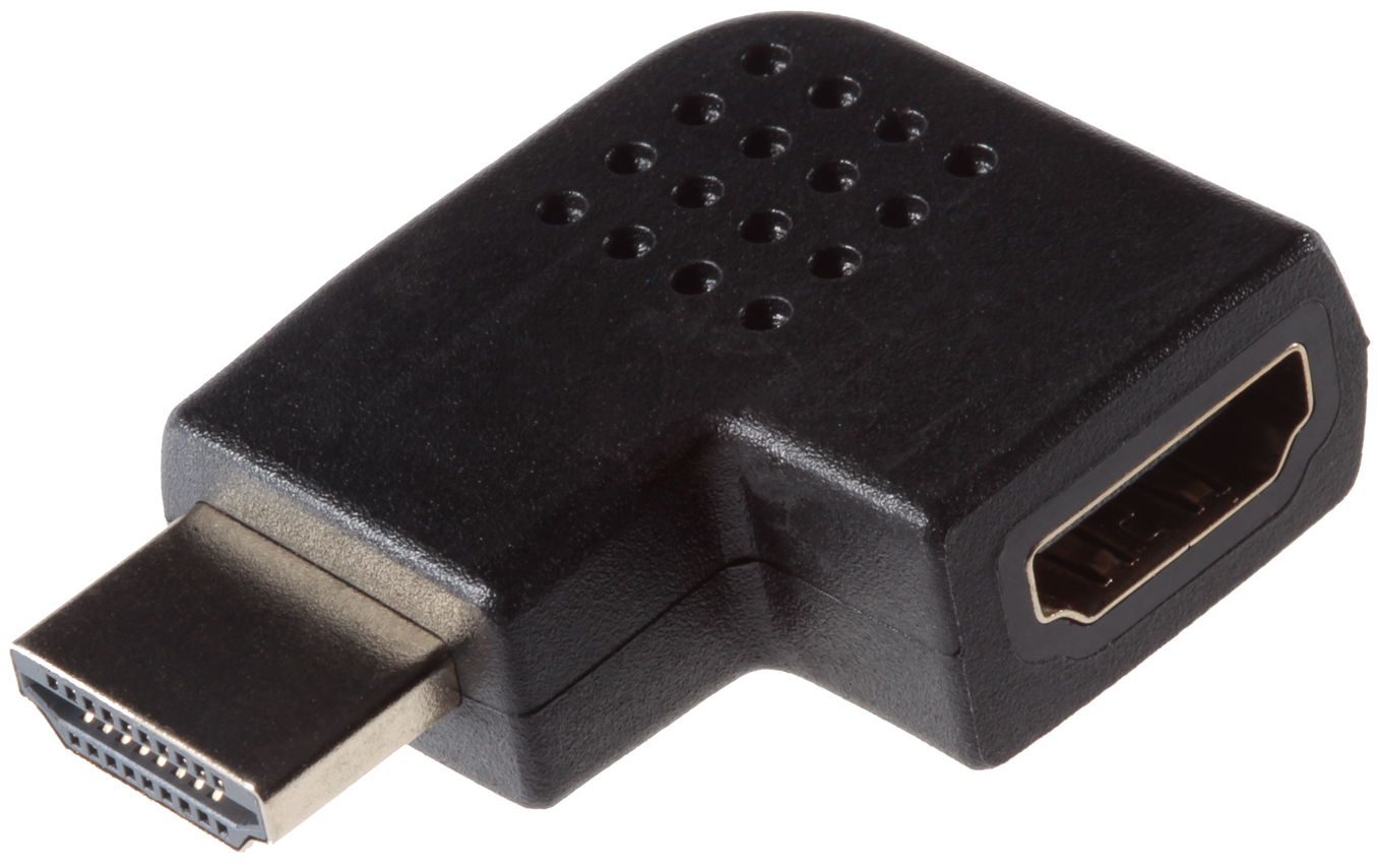 HDMI Winkelstecker 270° horizontal, Stecker auf Buchse, Schwarz