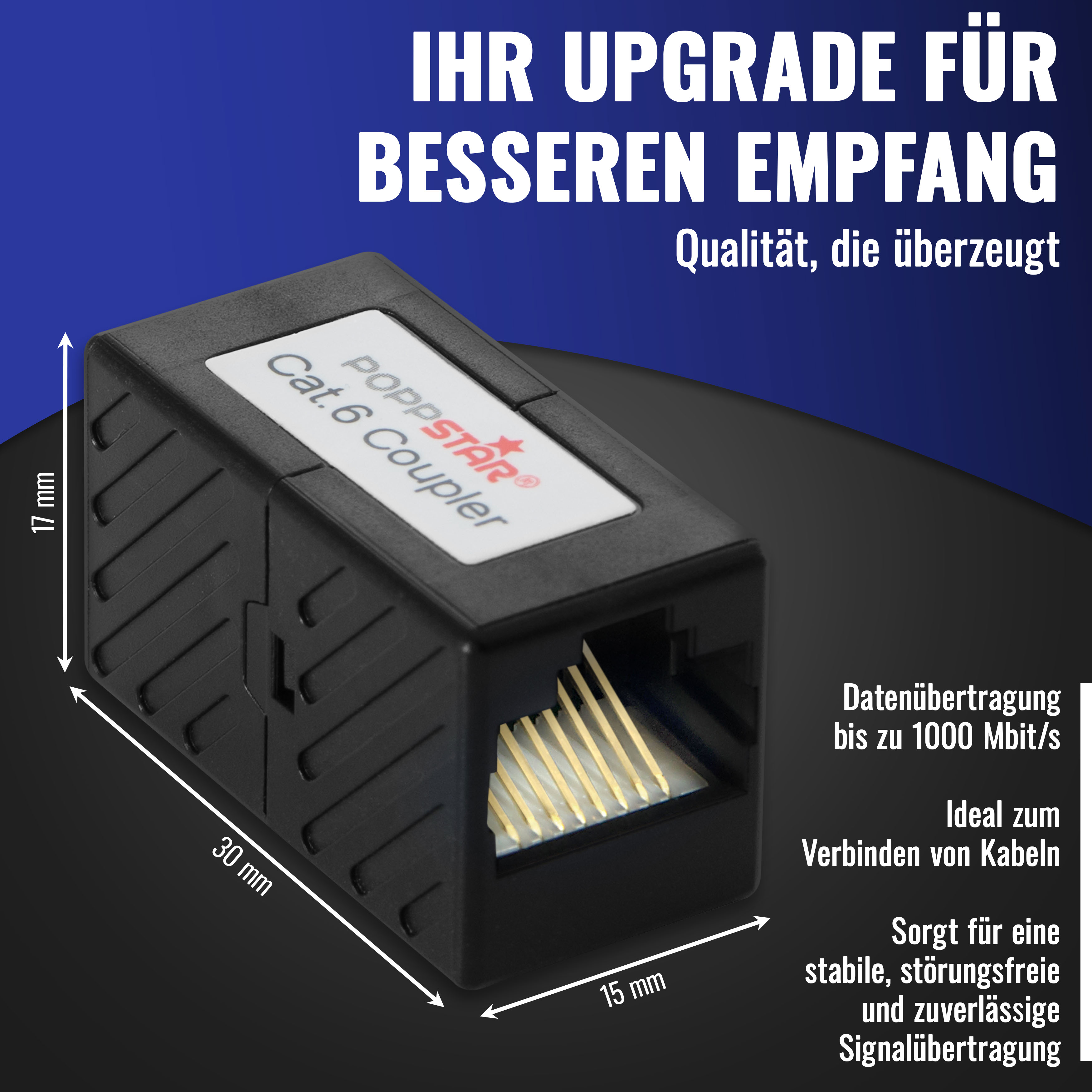 Adapter RJ45 Kupplung Cat6 (2x Buchse, 8-polig, geschirmt), 2 Stk