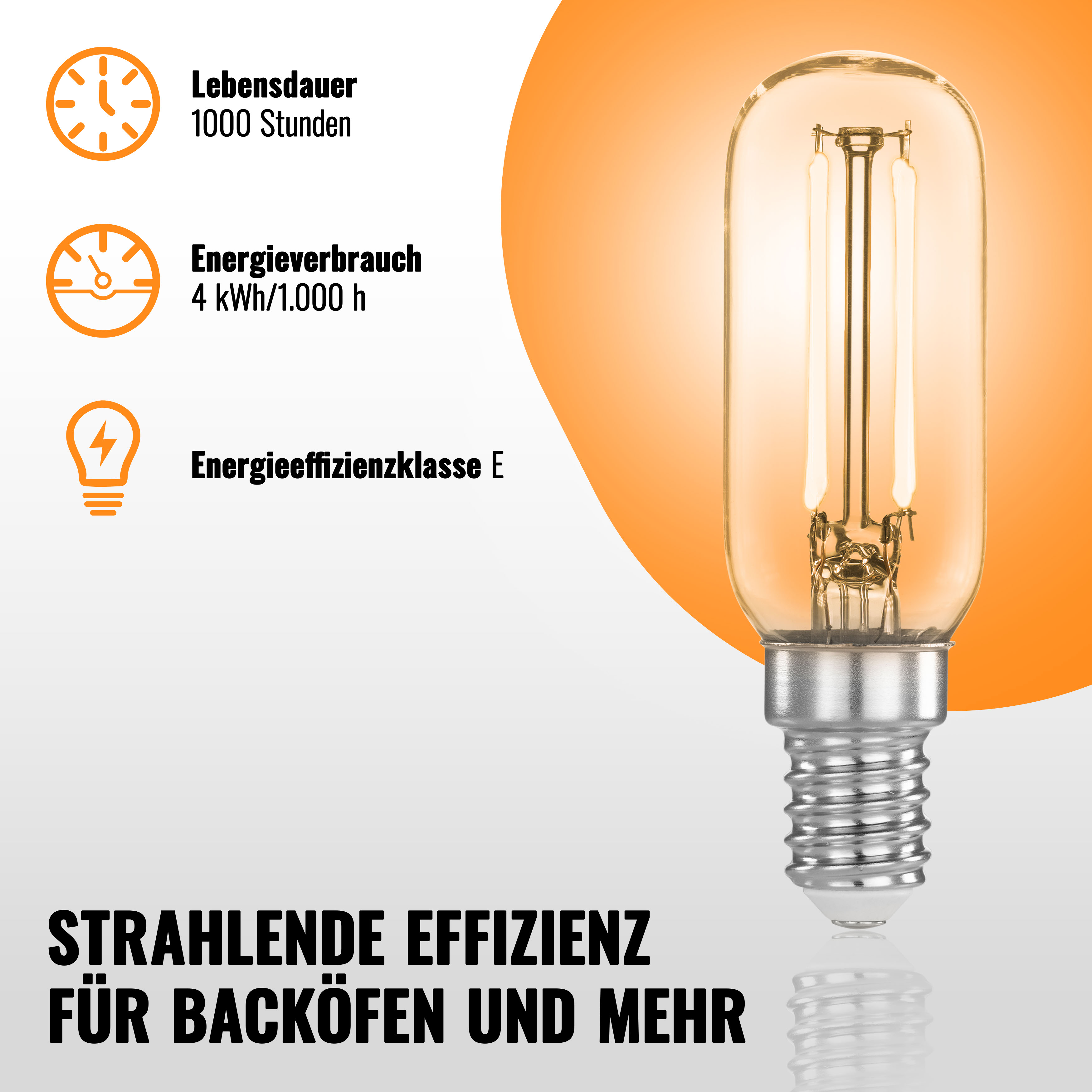 LED Lampe E14 für Dunstabzugshaube 4W 440lm warmweiß, 2 St.