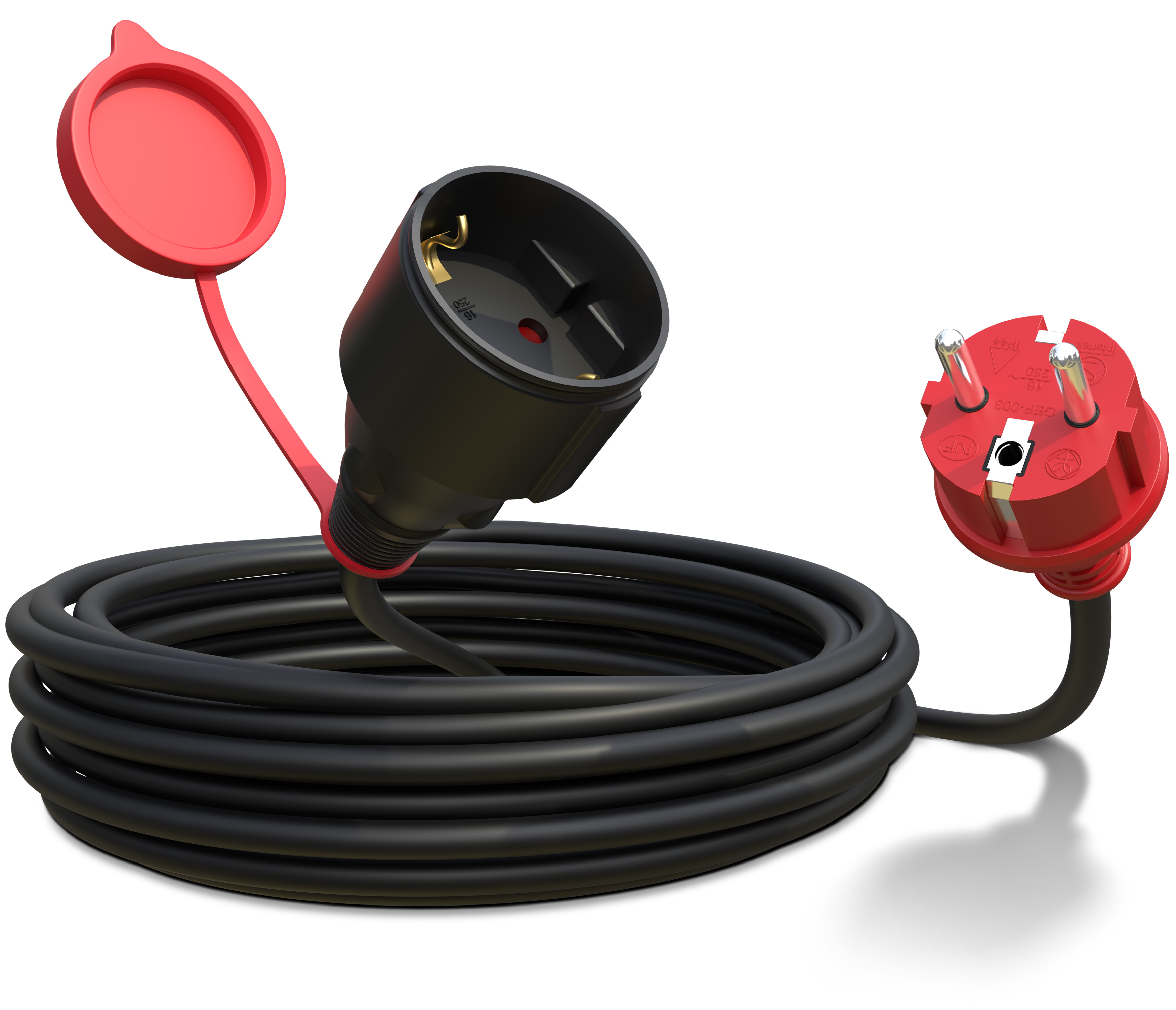 Verlängerungskabel 5m IP44 H05RR-F schwarz/rot