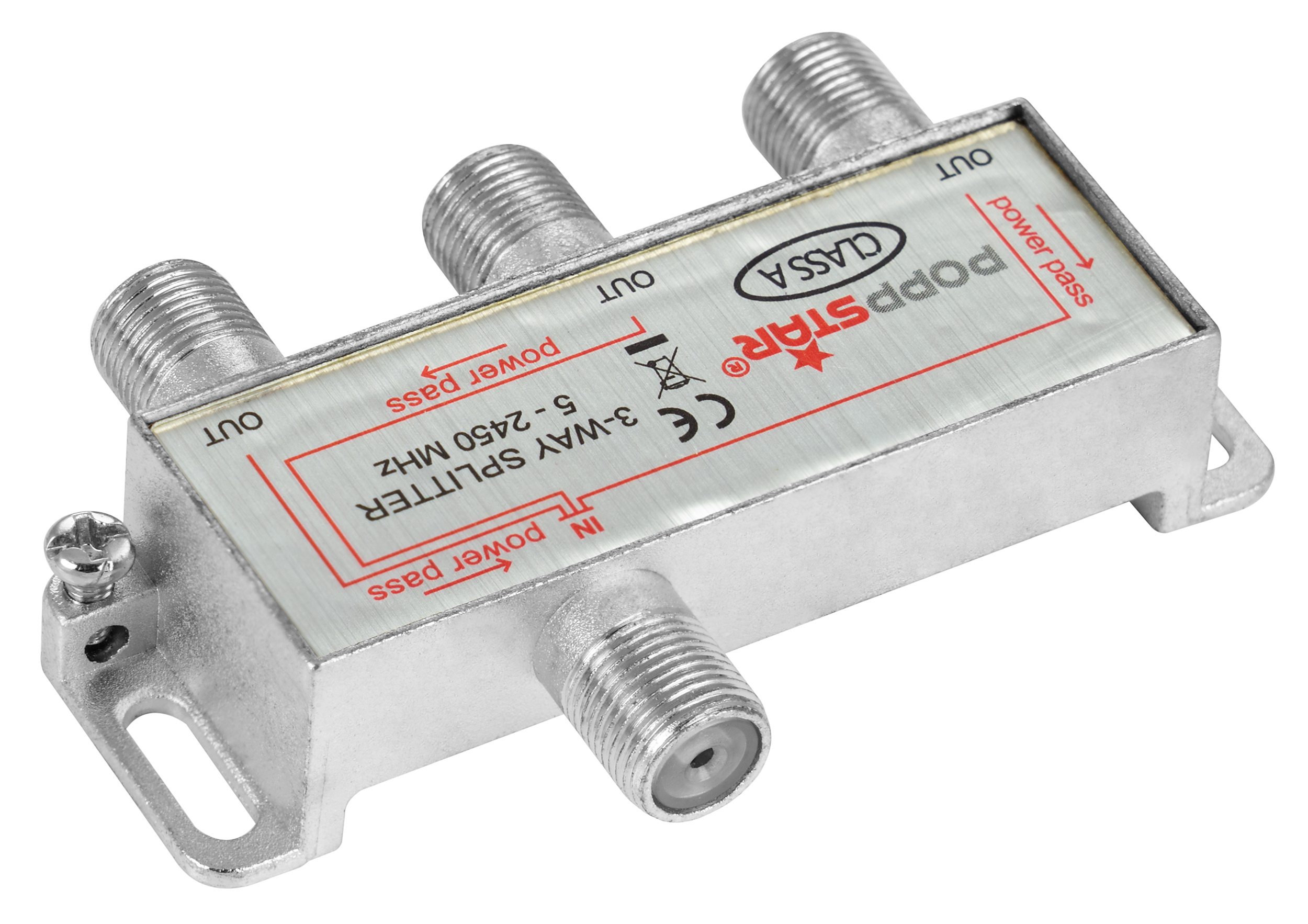 SAT Verteiler mit 3 Ausgängen + 4 Adapter (F-Stecker auf IEC)