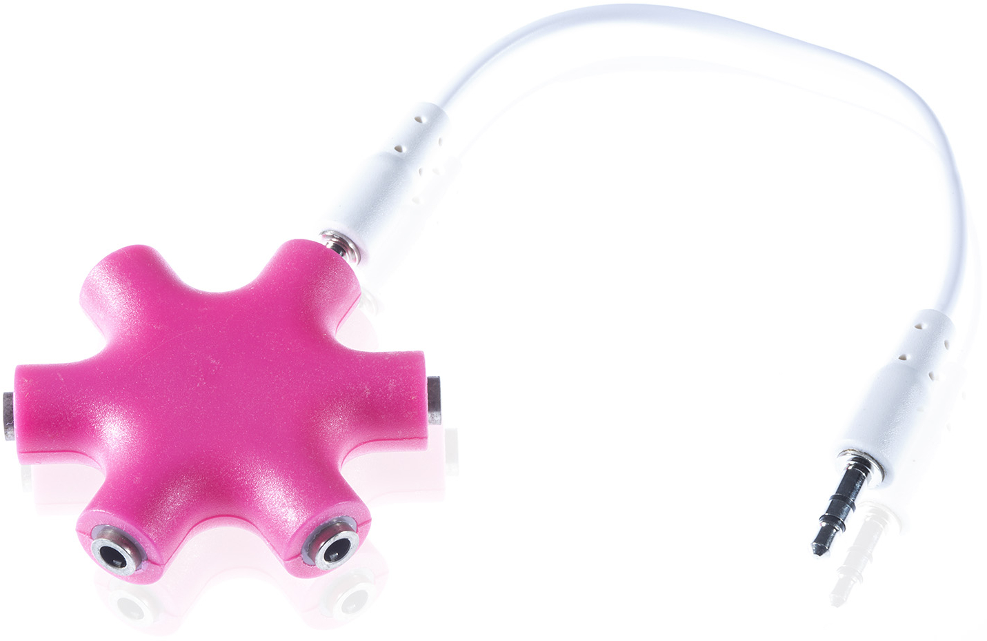 Poppstar 5-Port Audiosplitter 3,5 mm Audio Klinkenverteiler Audioadapter pink
