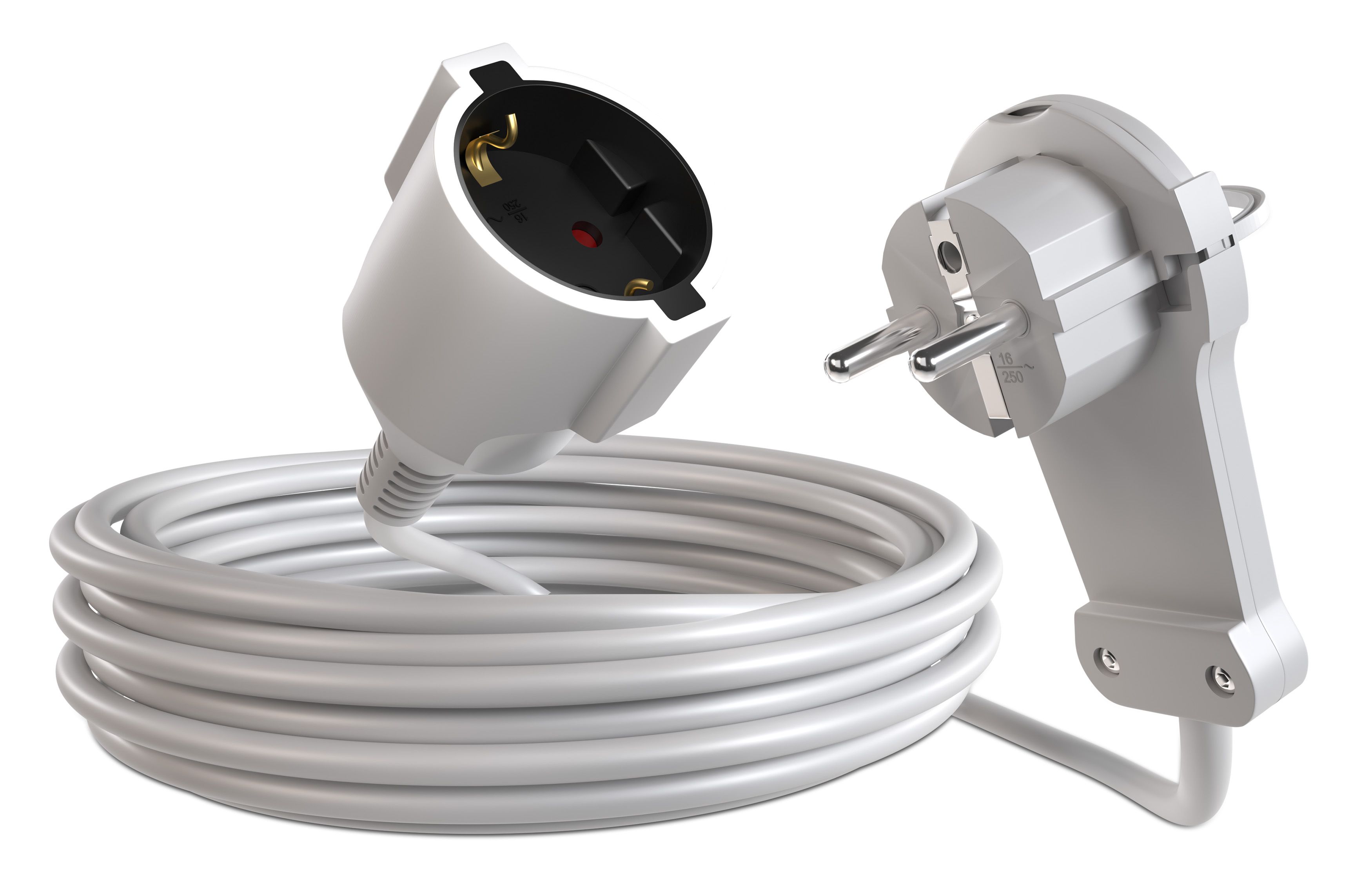 Verlängerungskabel 3m mit Flachstecker, H05VV 3G1,5, IP20