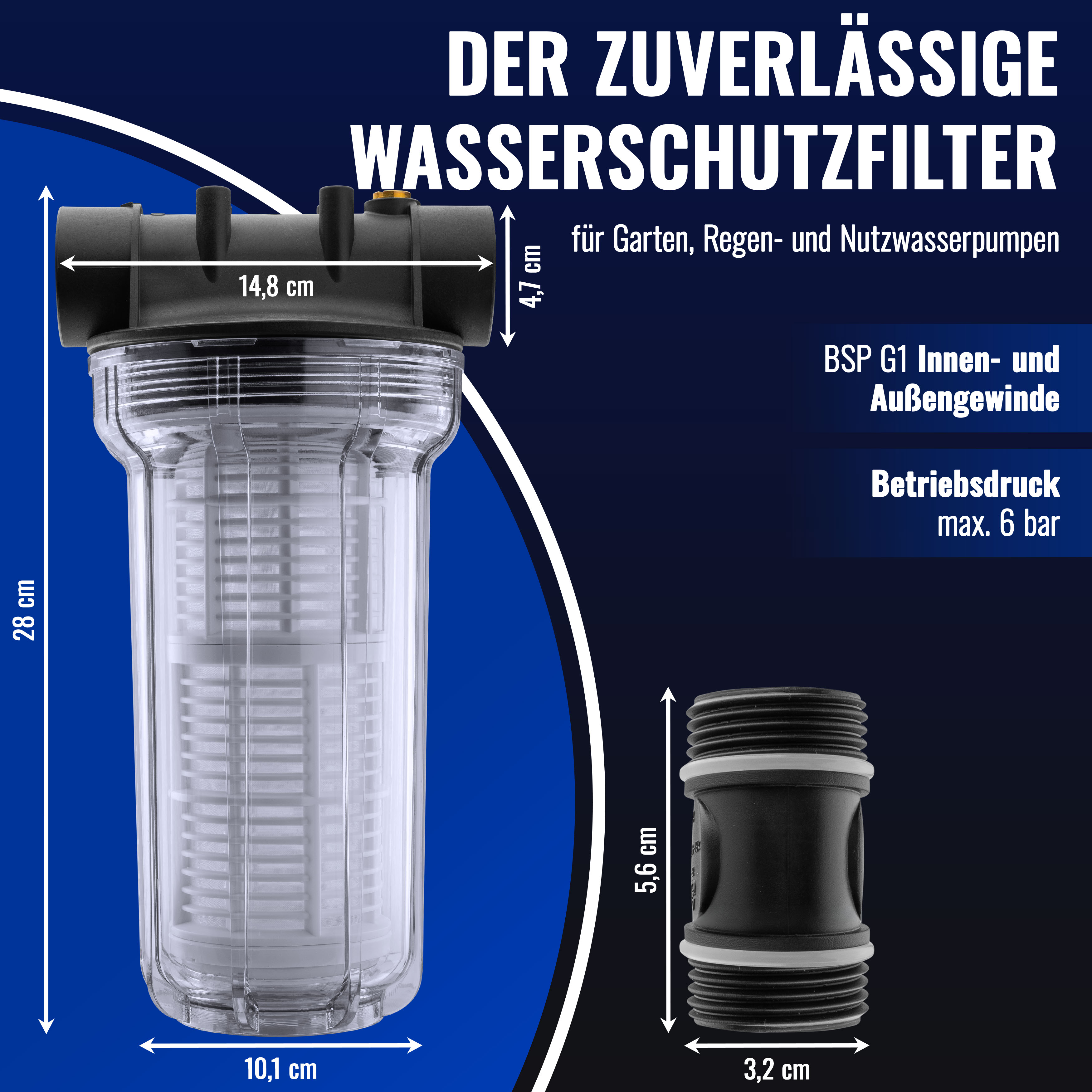 Vorfilter Gartenpumpe (Wasserfilter G1 IG 30,3 mm 2 L 80 Mesh)