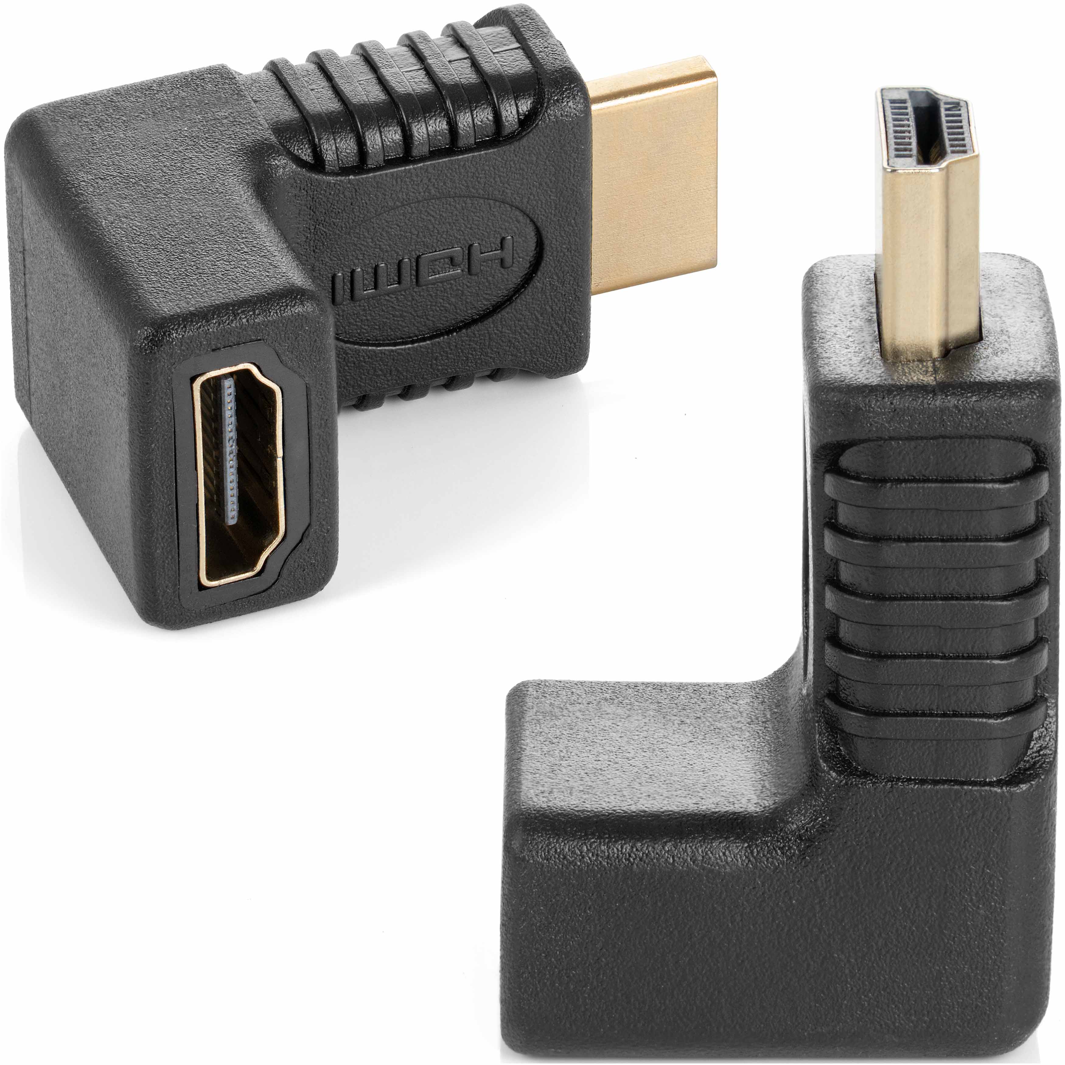 2x HDMI Winkelstecker Adapter 90° Stecker auf Buchse, schwarz