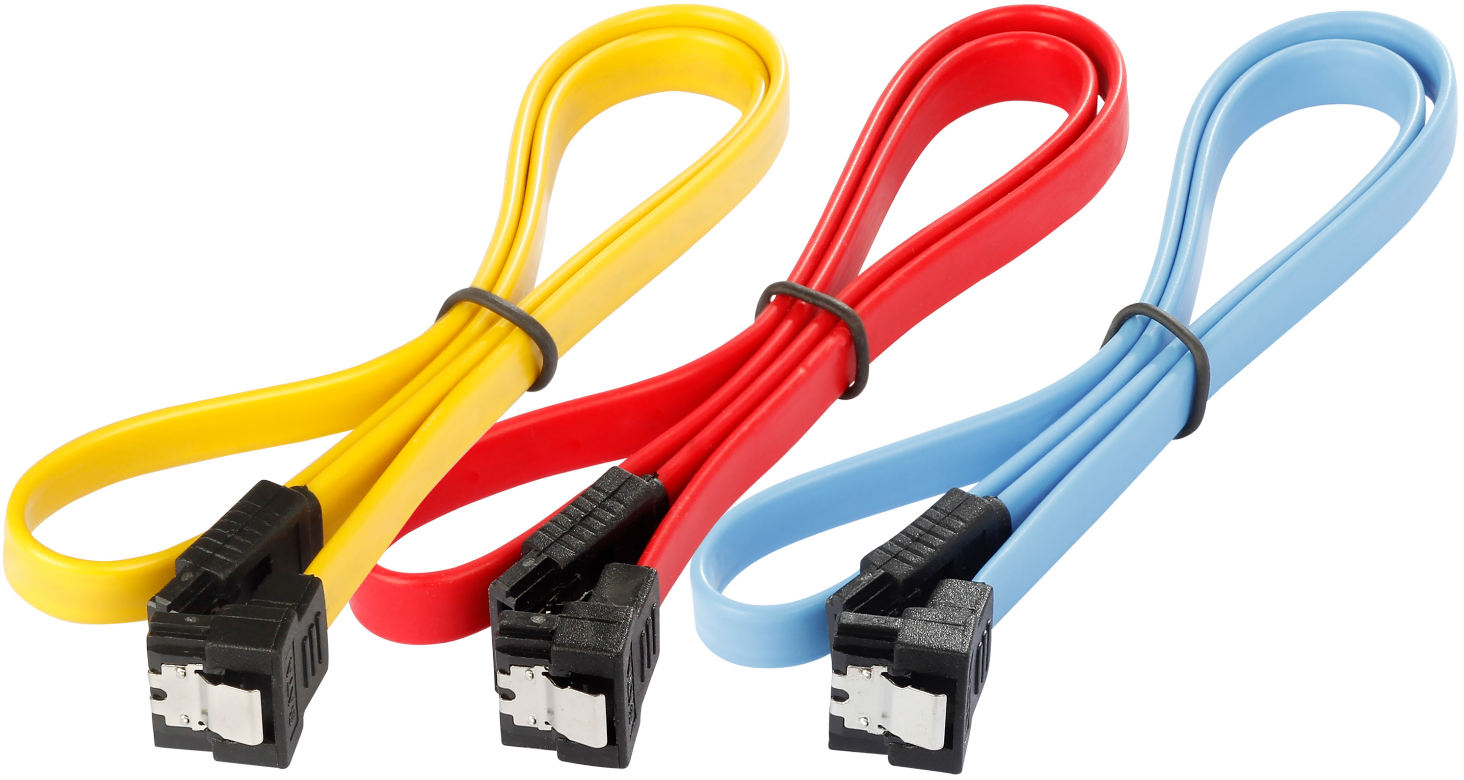 SATA III Kabel SSD/HDD 0,5m, 3 Stück, 1x gelb 1x rot, 1x blau