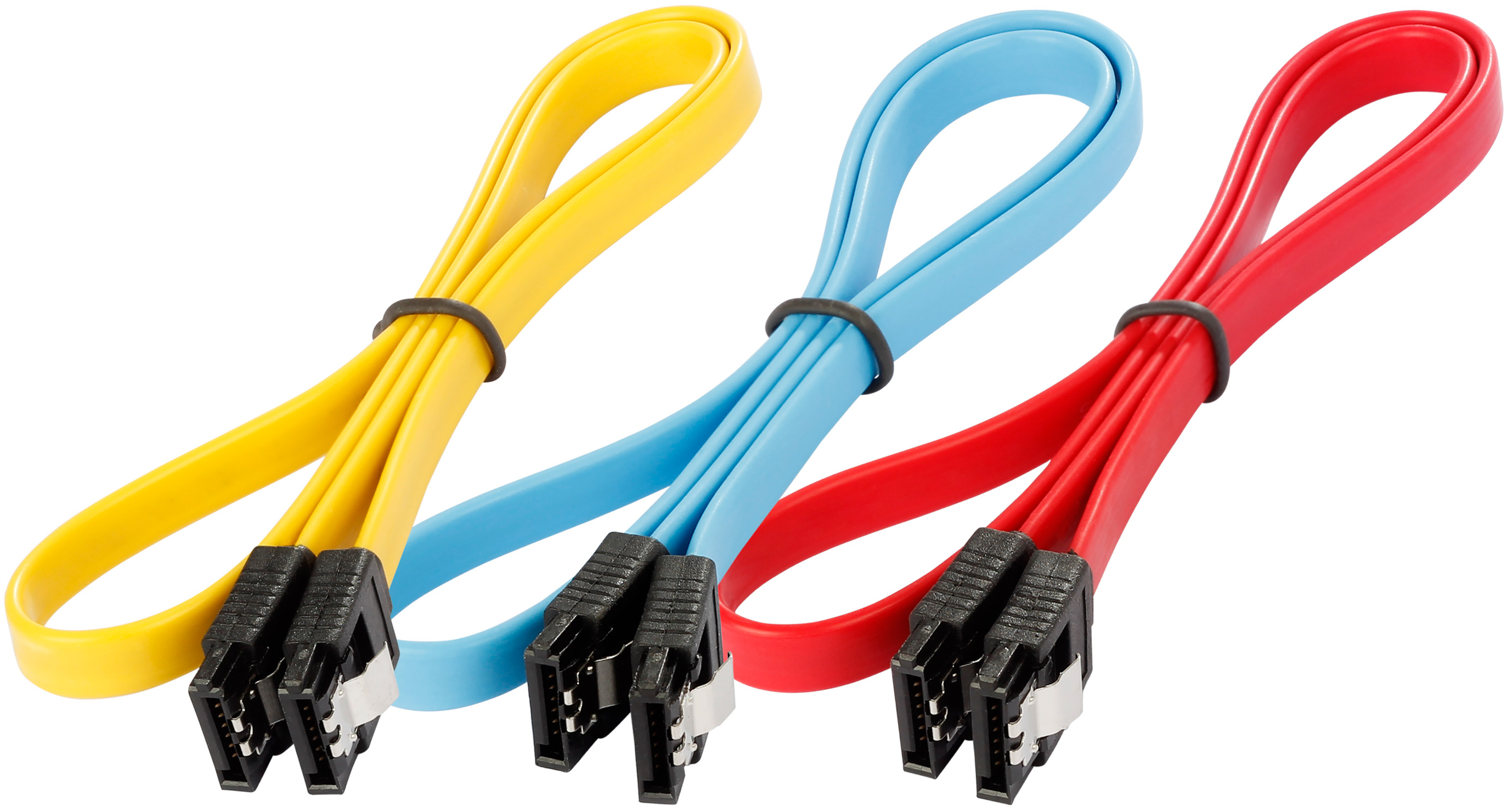 SATA 3 Kabel SSD / HDD 0,5m, 3 Stück, 1x gelb 1x rot, 1x blau