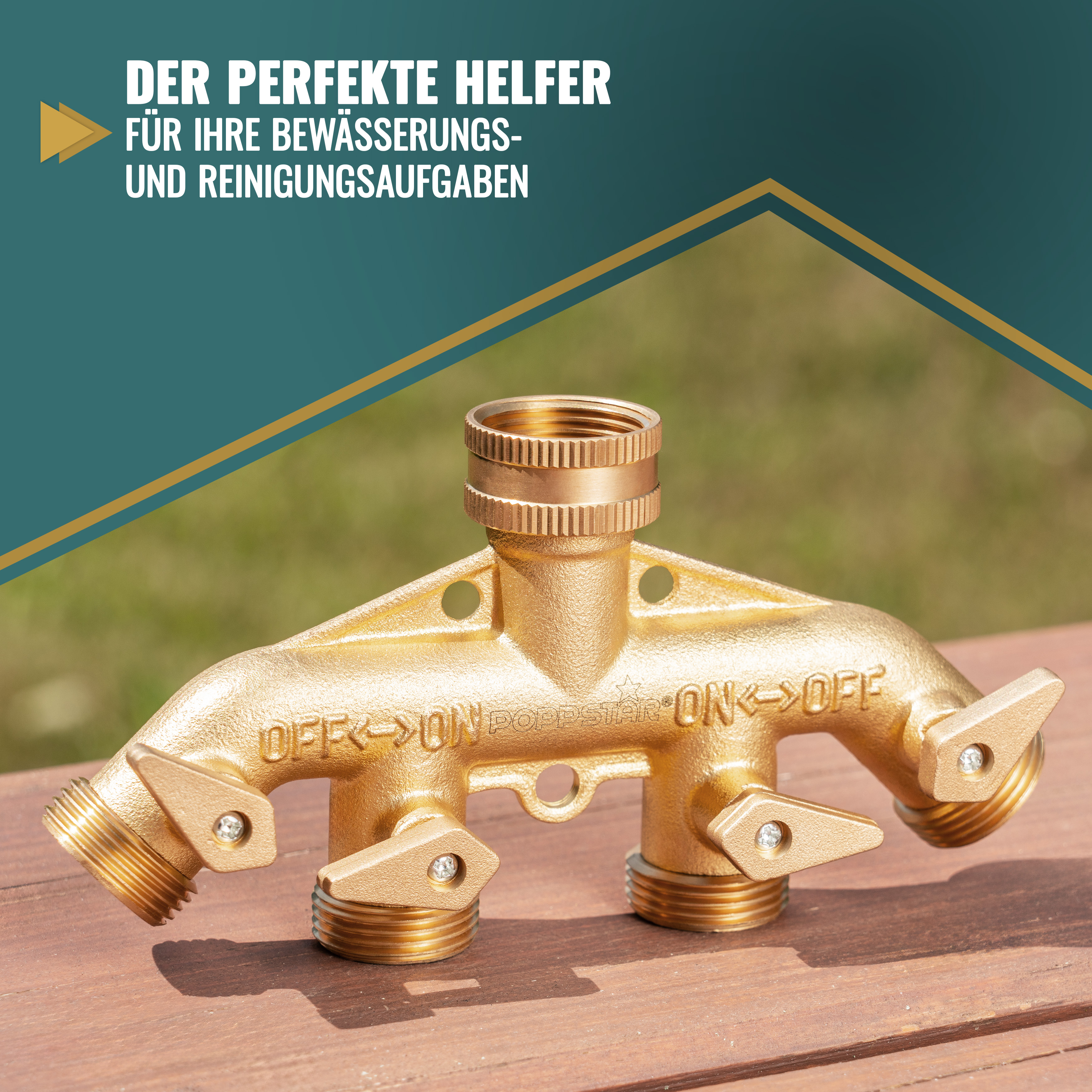 Wasserhahn 4-Wege-Verteiler mit Absperrventilen