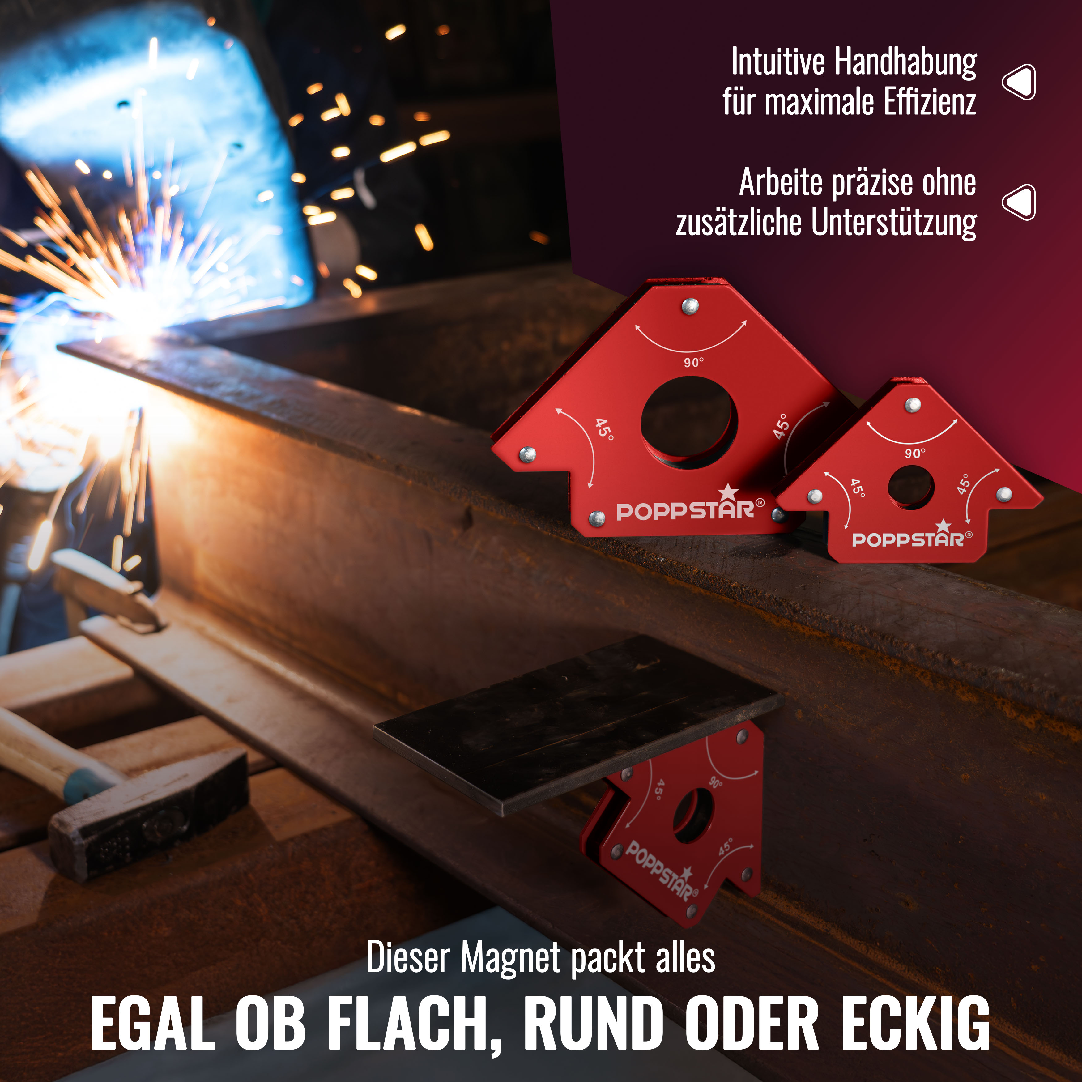 Schweißmagnet klein 2er-Set, Haftkraft 11,3 kg
