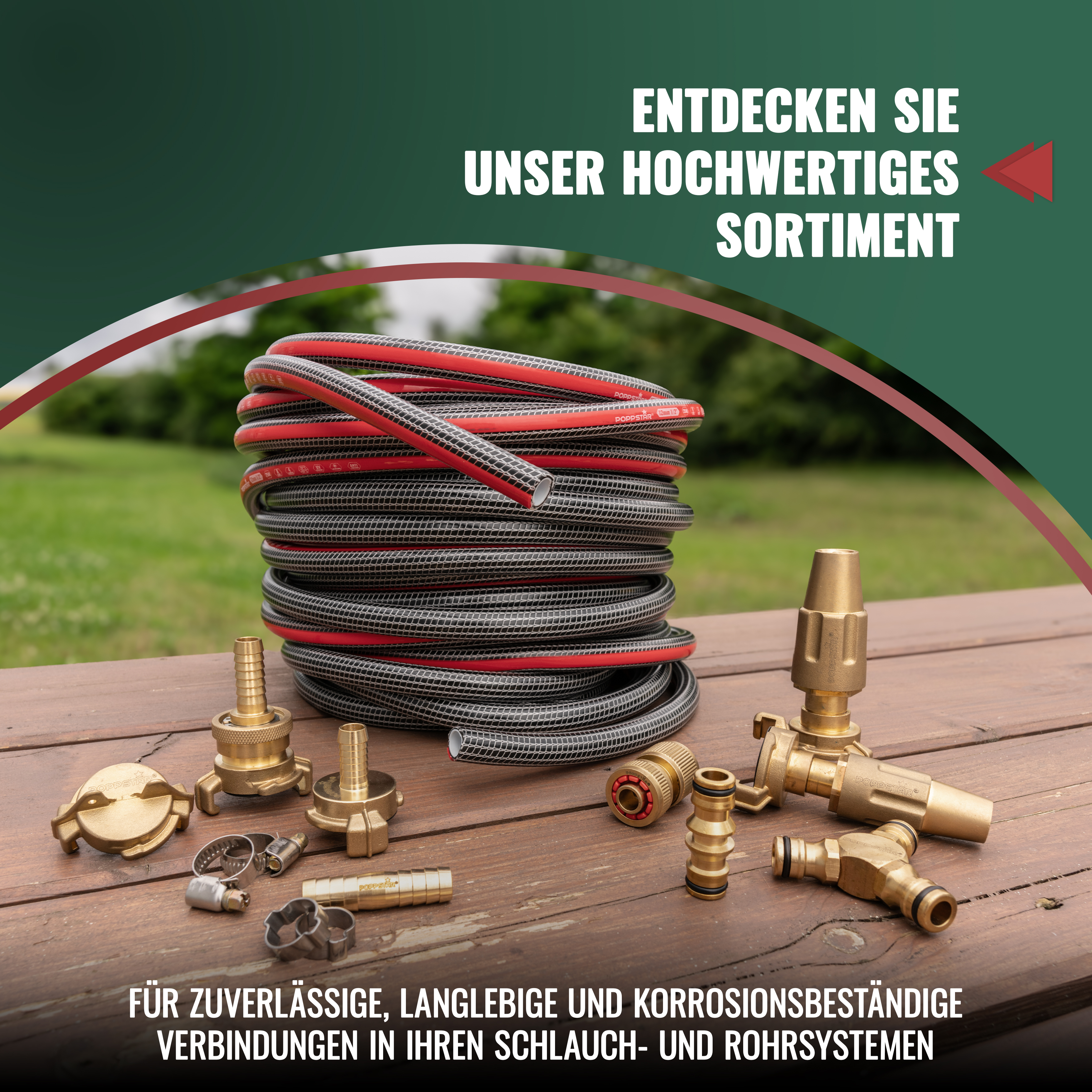 PVC Gartenschlauch 50m, 19mm/24mm (3/4 Zoll), 4-lagig, 7 bar
