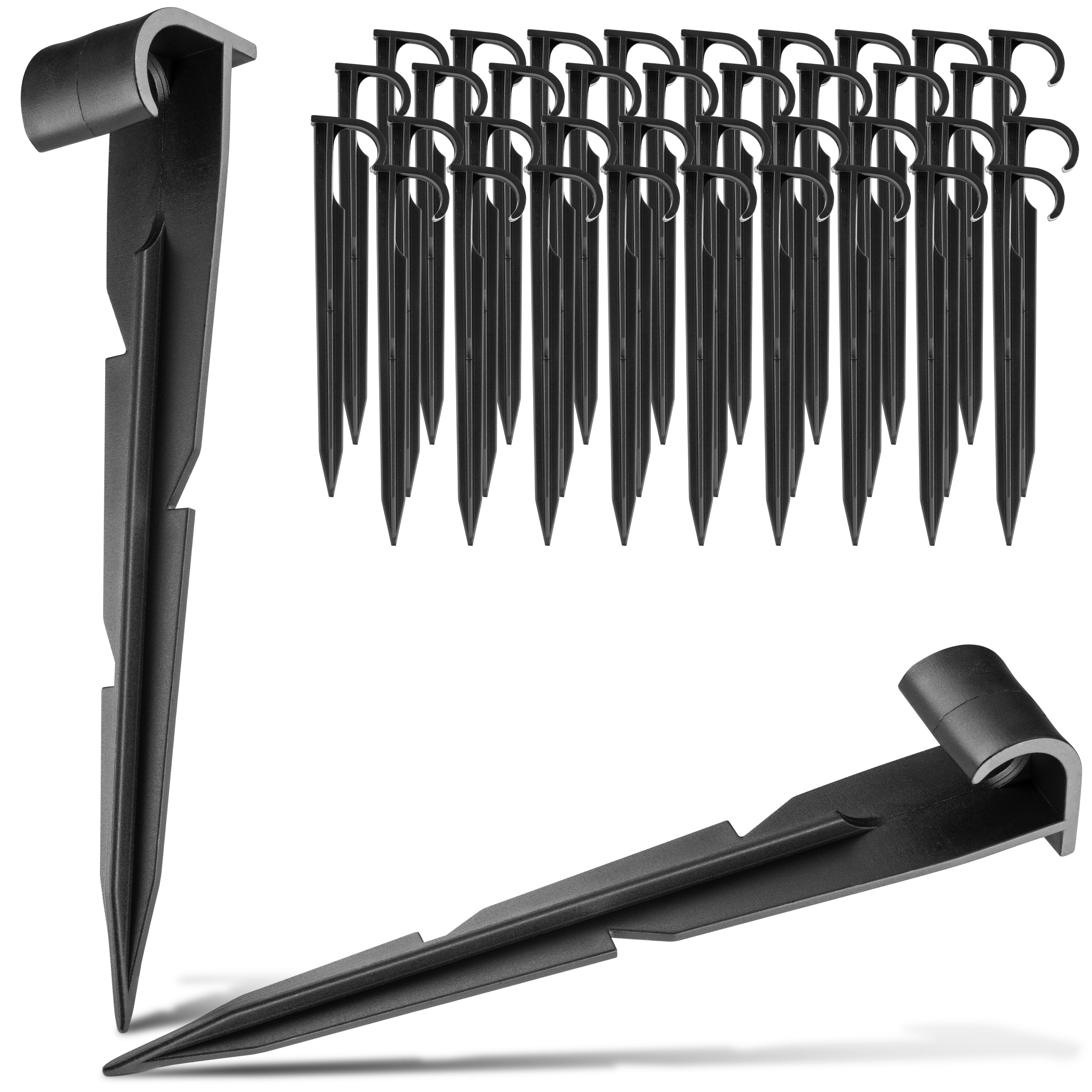 100 x Erdspieß Ø 16-20 mm, 14,5 cm, schwarz