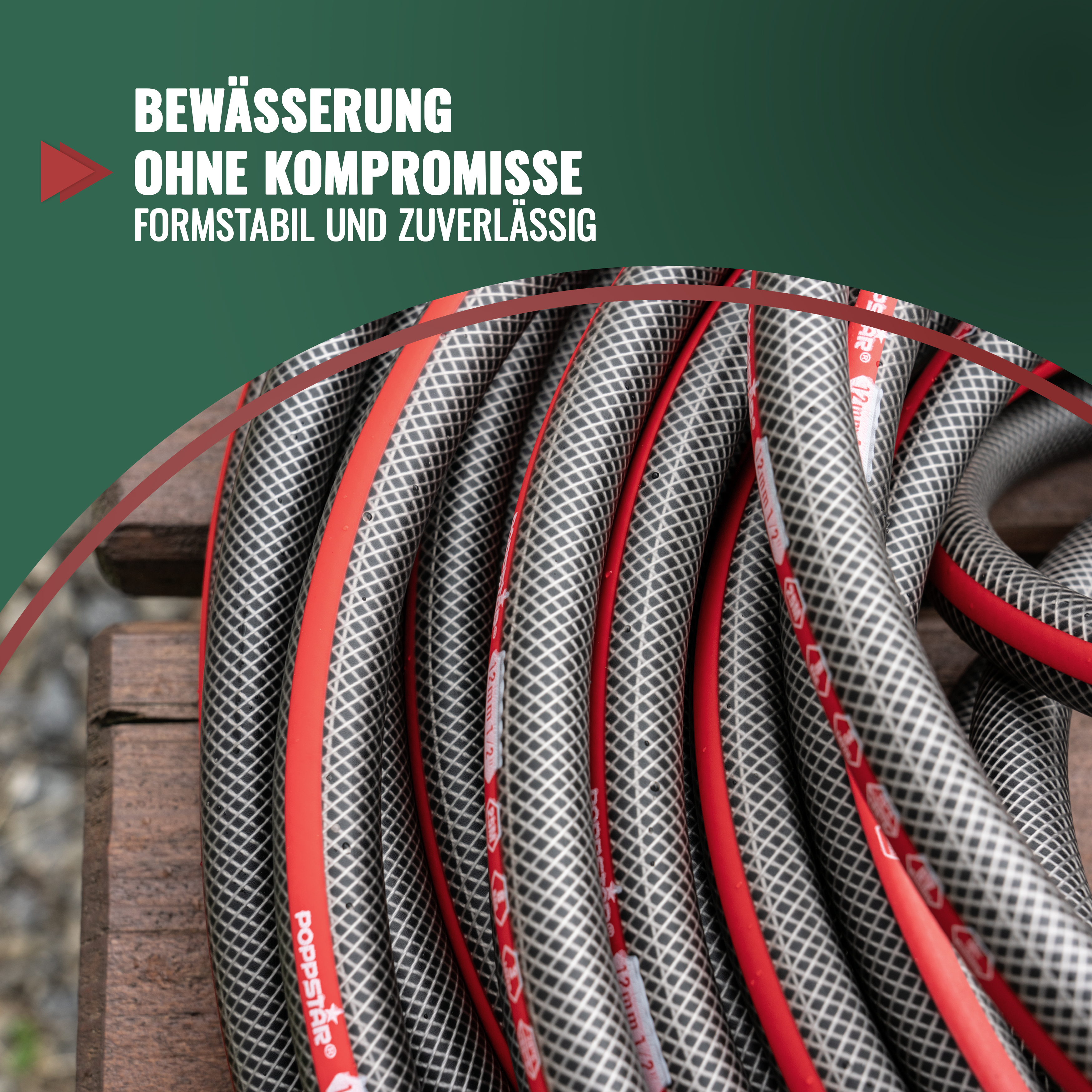PVC Gartenschlauch 25m, 19mm/23mm (3/4 Zoll), 3-lagig, 7 bar